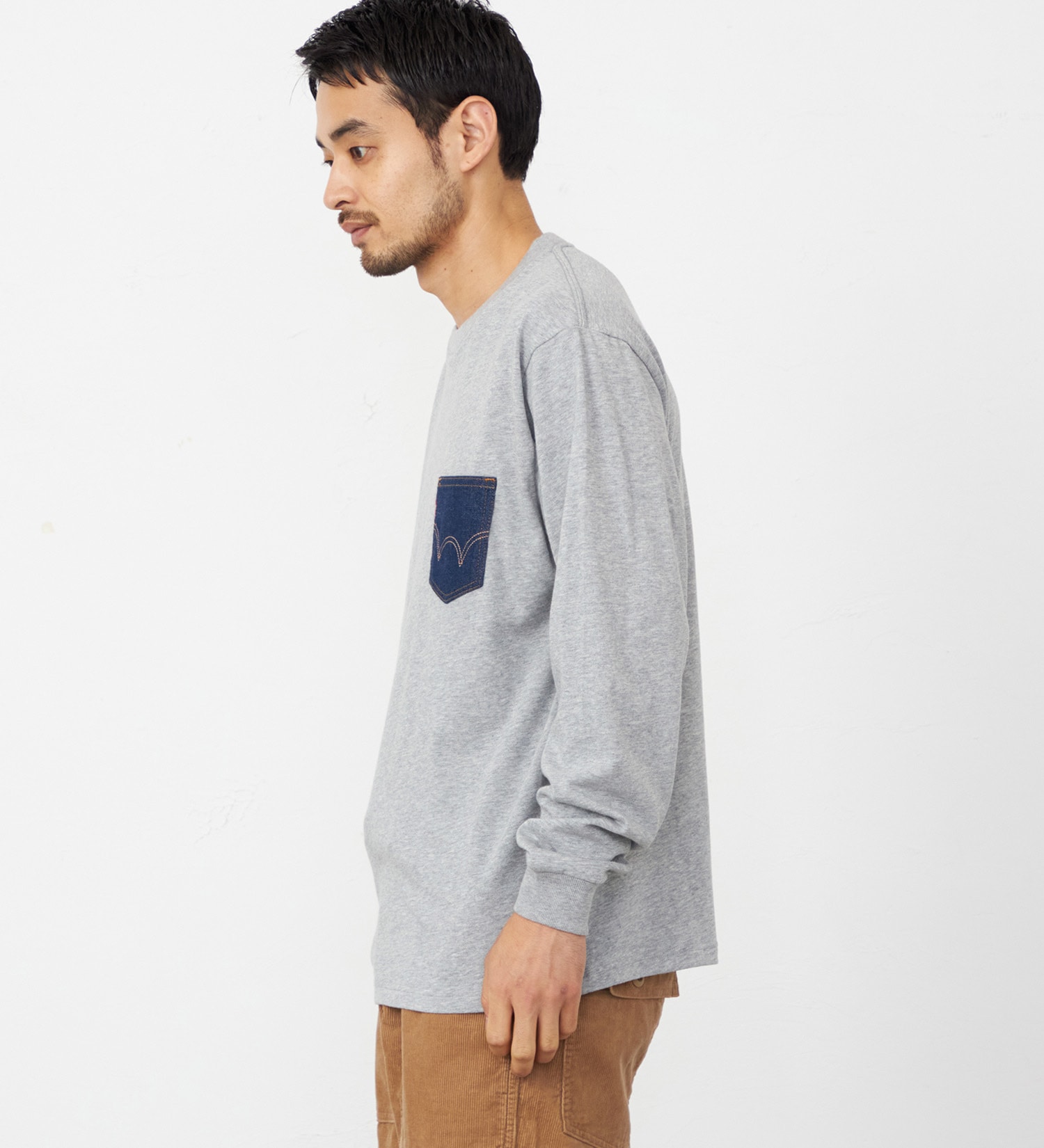 EDWIN(エドウイン)のデニムポケット Tシャツ 長袖|トップス/Tシャツ/カットソー/メンズ|グレー
