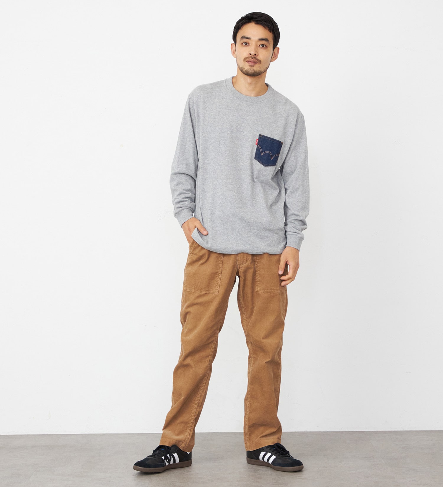 EDWIN(エドウイン)のデニムポケット Tシャツ 長袖|トップス/Tシャツ/カットソー/メンズ|グレー