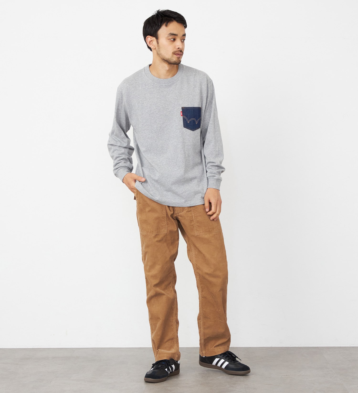 EDWIN(エドウイン)のデニムポケット Tシャツ 長袖|トップス/Tシャツ/カットソー/メンズ|グレー