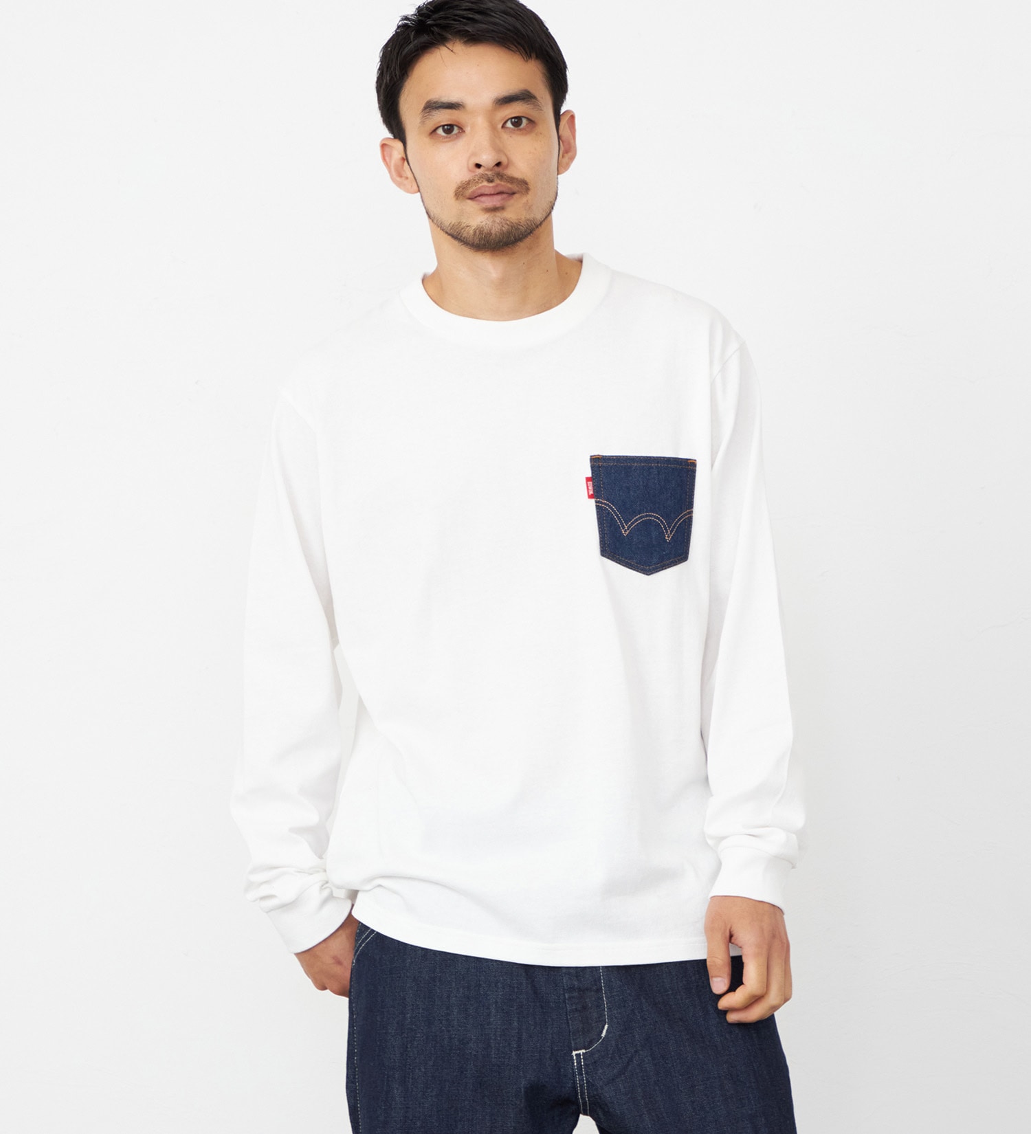 EDWIN(エドウイン)のデニムポケット Tシャツ 長袖|トップス/Tシャツ/カットソー/メンズ|ホワイト