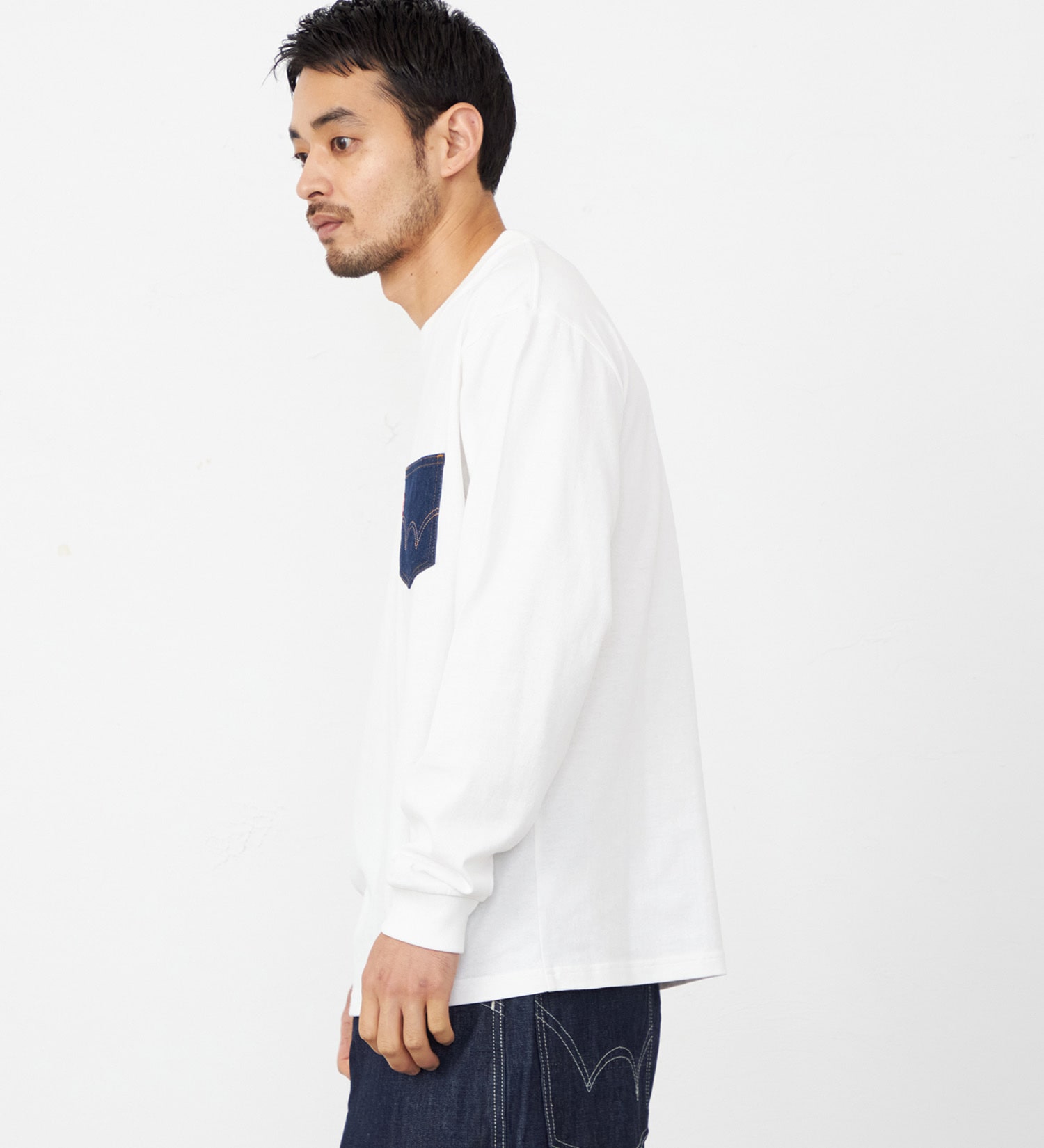 EDWIN(エドウイン)のデニムポケット Tシャツ 長袖|トップス/Tシャツ/カットソー/メンズ|ホワイト