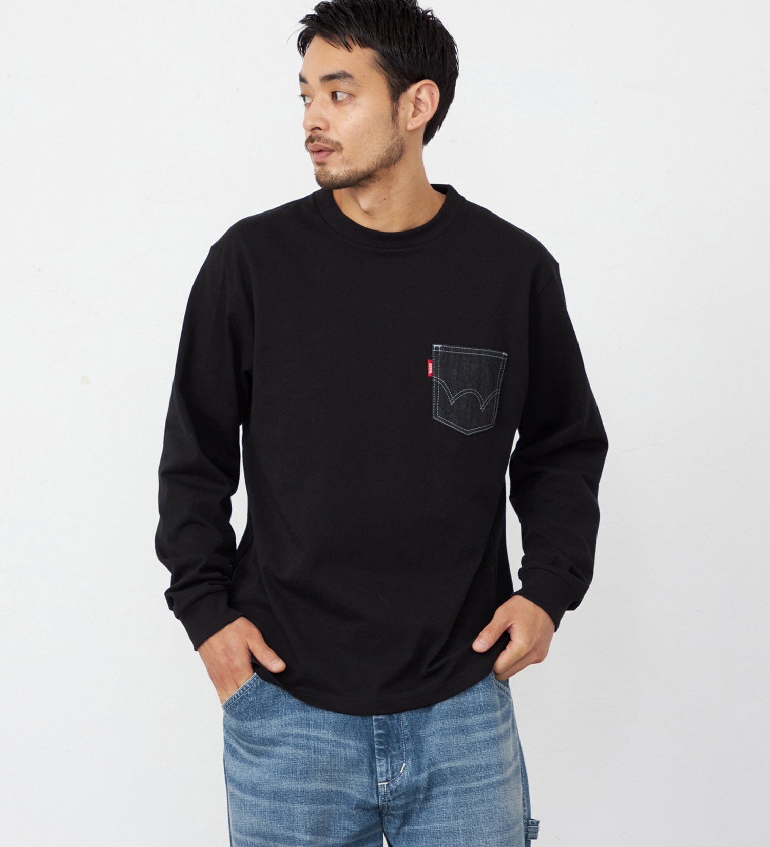 EDWIN(エドウイン)のデニムポケット Tシャツ 長袖|トップス/Tシャツ/カットソー/メンズ|ブラック