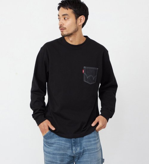 EDWIN(エドウイン)のデニムポケット Tシャツ 長袖|トップス/Tシャツ/カットソー/メンズ|ブラック