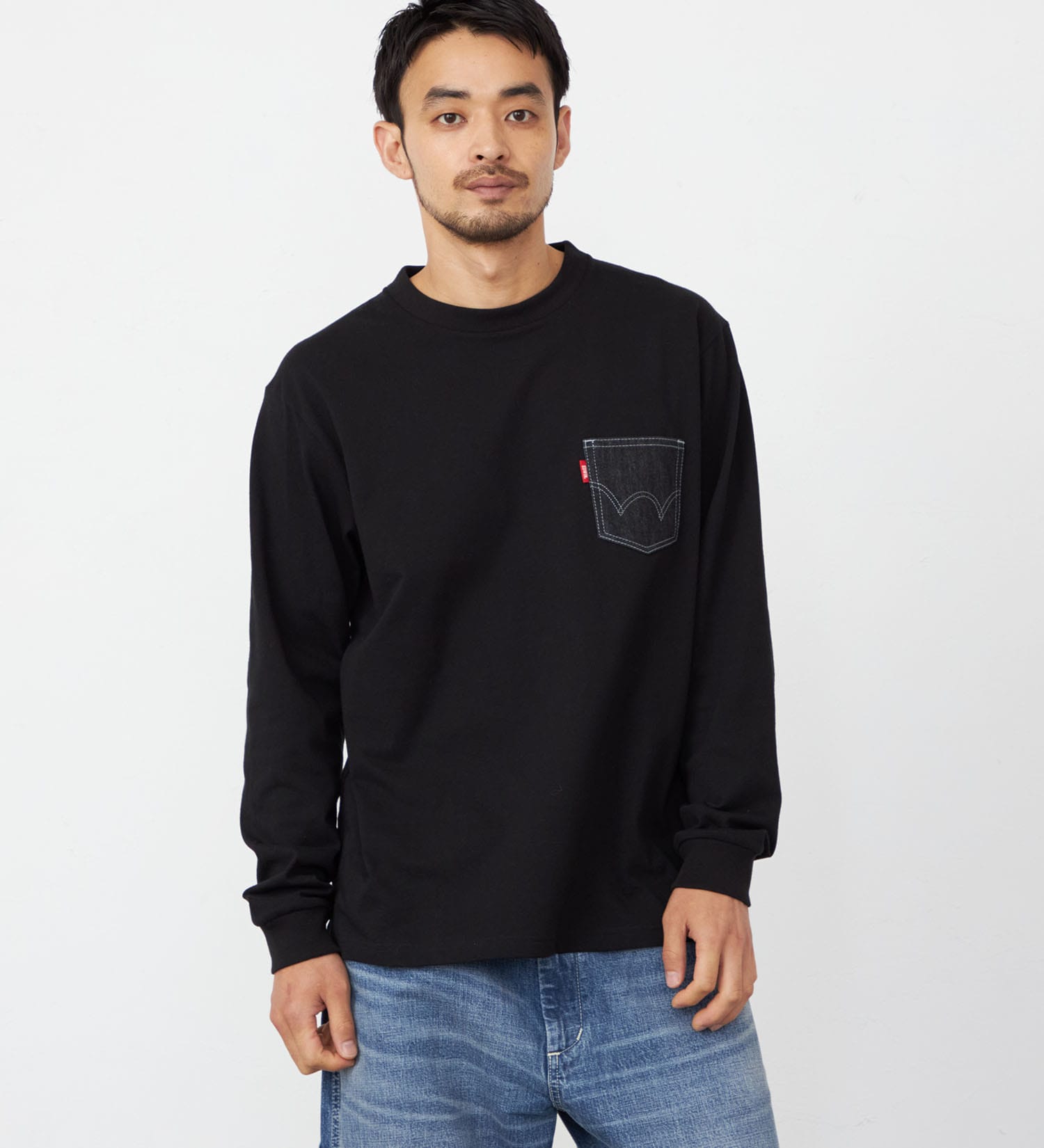 EDWIN(エドウイン)のデニムポケット Tシャツ 長袖|トップス/Tシャツ/カットソー/メンズ|ブラック