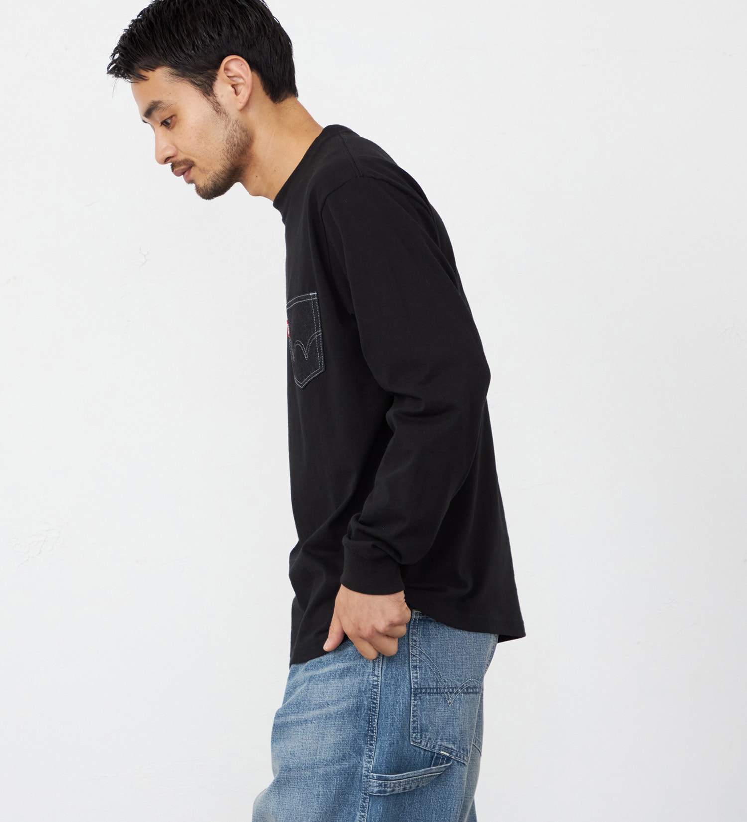 EDWIN(エドウイン)のデニムポケット Tシャツ 長袖|トップス/Tシャツ/カットソー/メンズ|ブラック