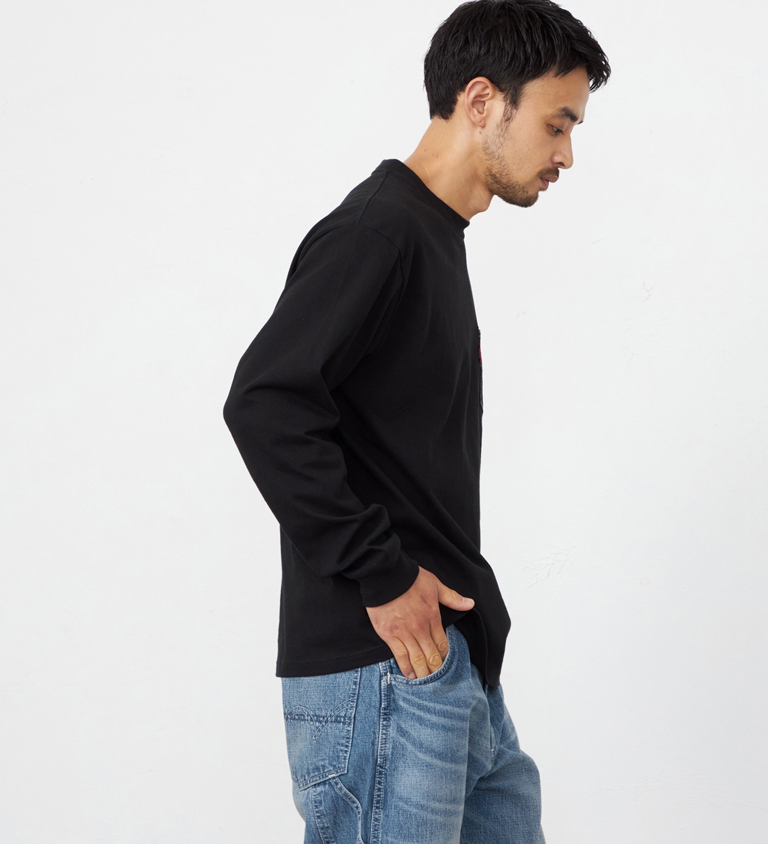 EDWIN(エドウイン)のデニムポケット Tシャツ 長袖|トップス/Tシャツ/カットソー/メンズ|ブラック