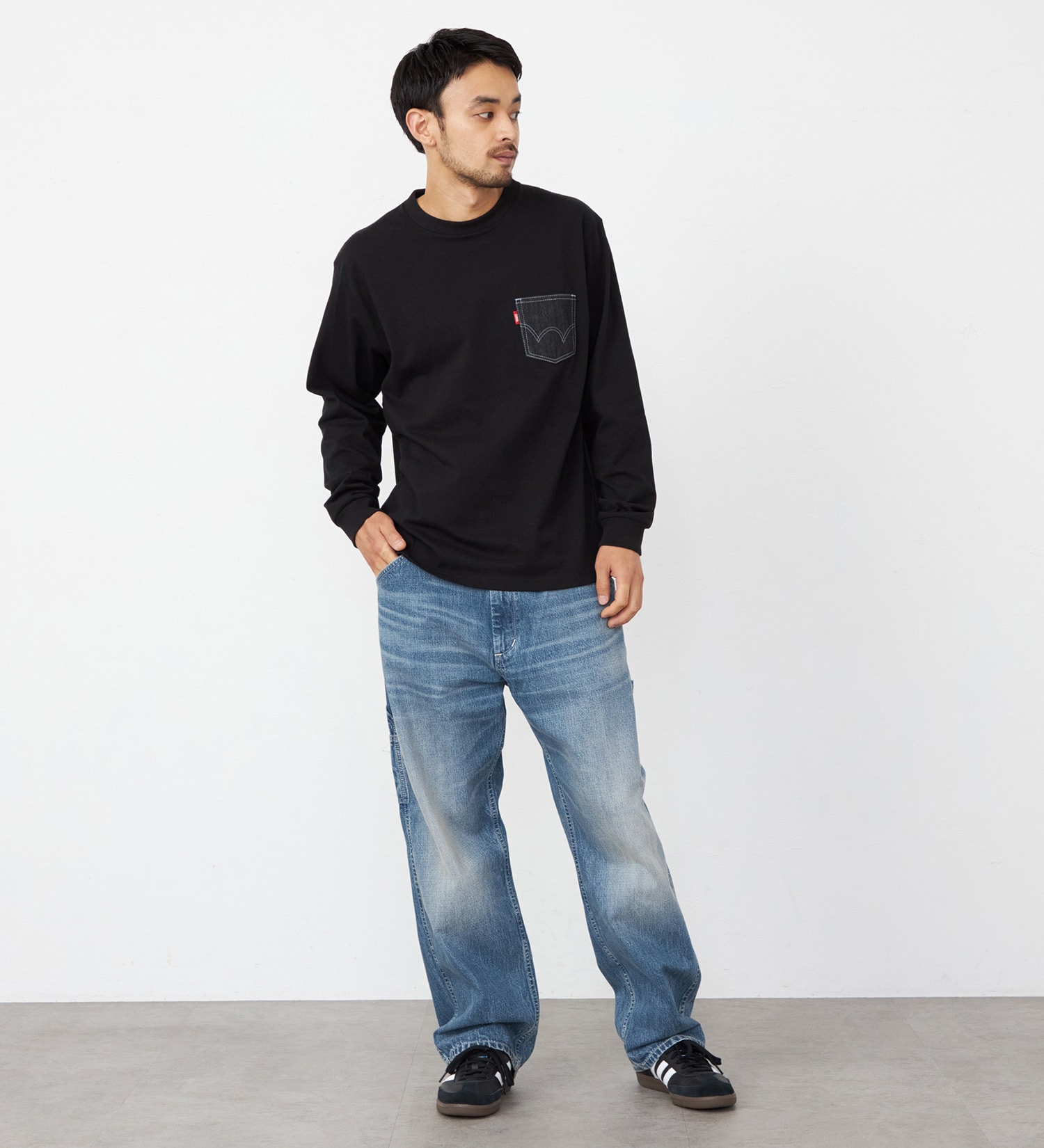 EDWIN(エドウイン)のデニムポケット Tシャツ 長袖|トップス/Tシャツ/カットソー/メンズ|ブラック
