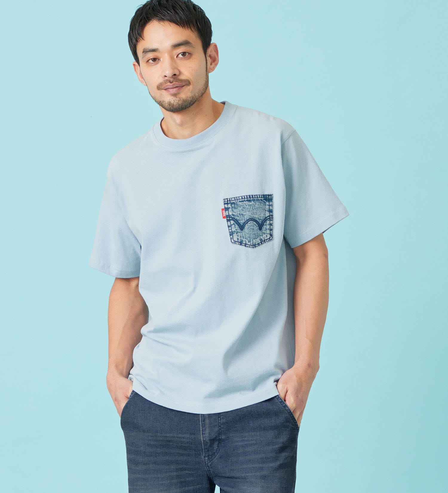 EDWIN(エドウイン)のデニムポケット Tシャツ 半袖|トップス/Tシャツ/カットソー/メンズ|ブルー