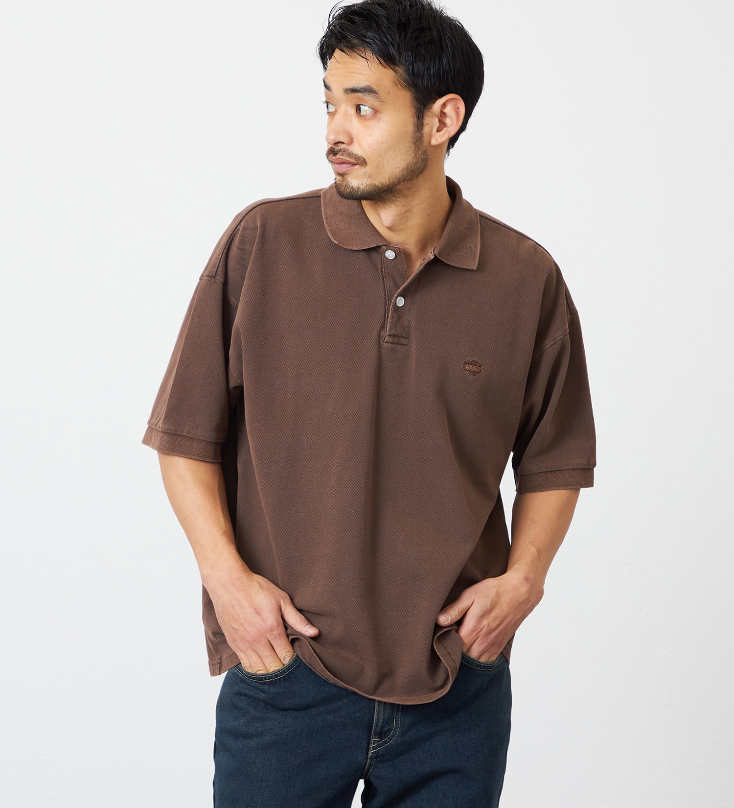 EDWIN(エドウイン)のポロシャツ ユーズド加工 半袖|トップス/ポロシャツ/メンズ|ブラウン