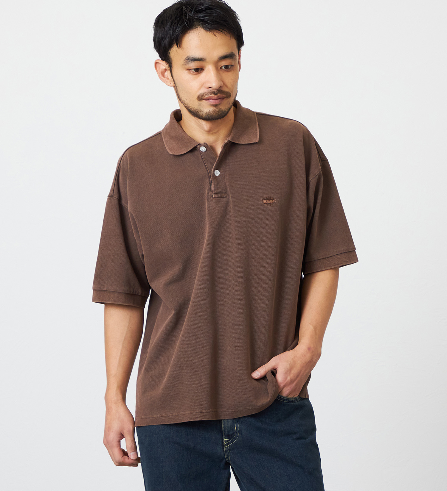 EDWIN(エドウイン)のポロシャツ ユーズド加工 半袖|トップス/ポロシャツ/メンズ|ブラウン
