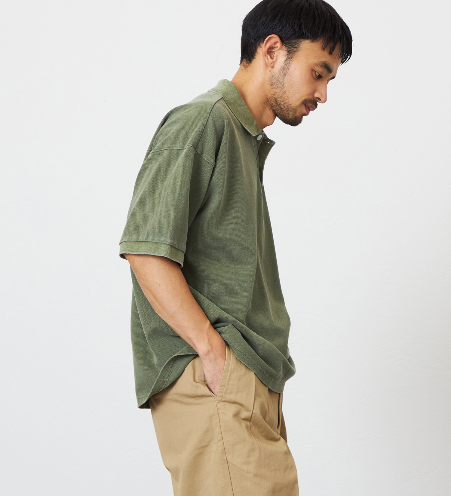EDWIN(エドウイン)のポロシャツ ユーズド加工 半袖|トップス/ポロシャツ/メンズ|オリーブ