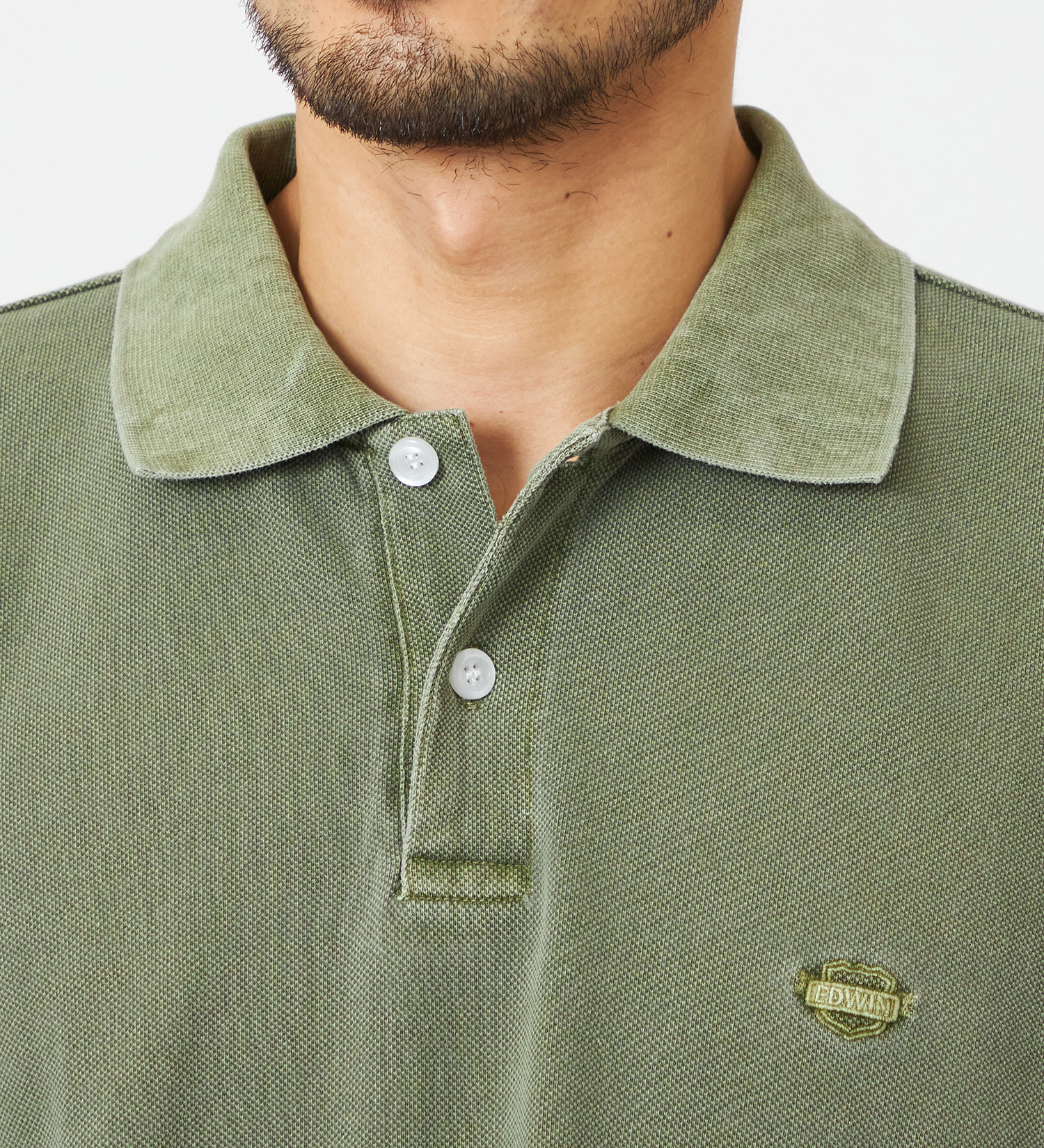 EDWIN(エドウイン)のポロシャツ ユーズド加工 半袖|トップス/ポロシャツ/メンズ|オリーブ