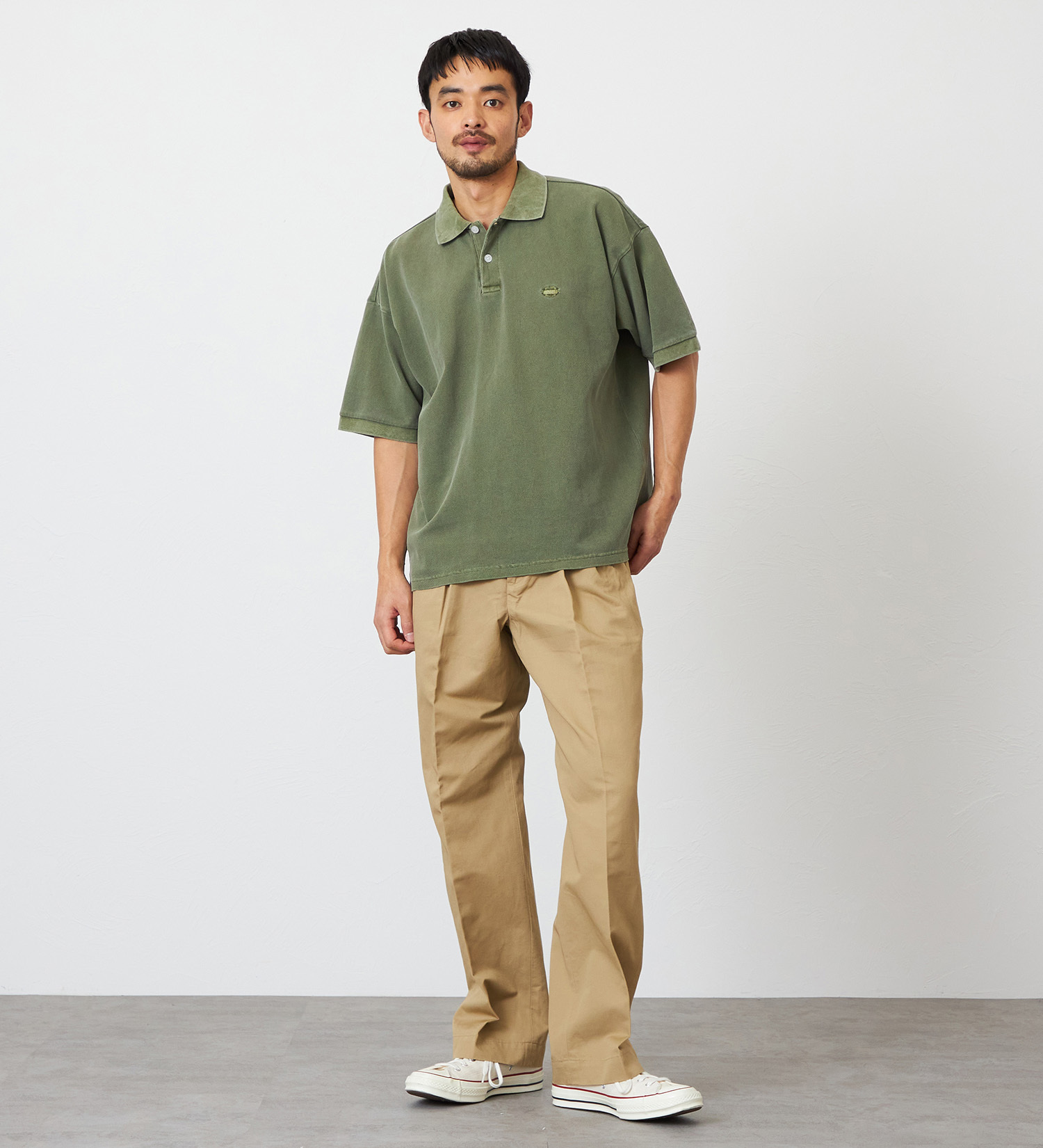 EDWIN(エドウイン)のポロシャツ ユーズド加工 半袖|トップス/ポロシャツ/メンズ|オリーブ