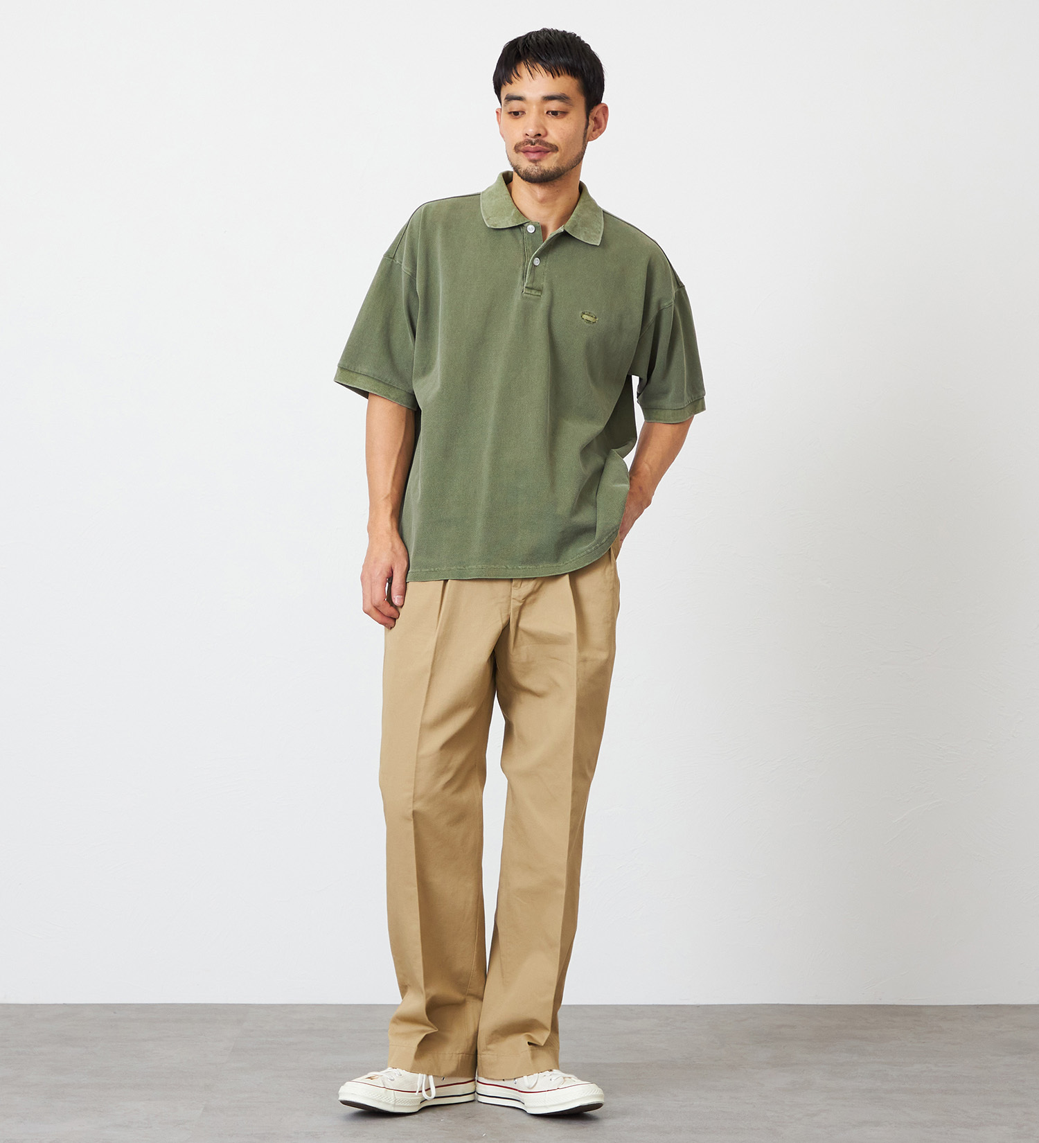 EDWIN(エドウイン)のポロシャツ ユーズド加工 半袖|トップス/ポロシャツ/メンズ|オリーブ