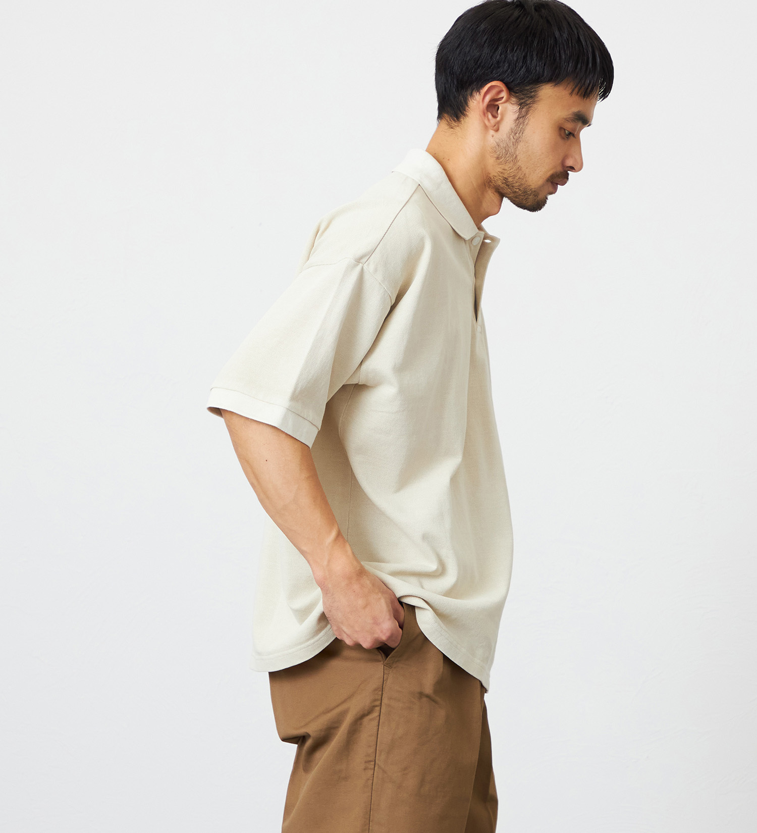 EDWIN(エドウイン)のポロシャツ ユーズド加工 半袖|トップス/ポロシャツ/メンズ|アイボリー