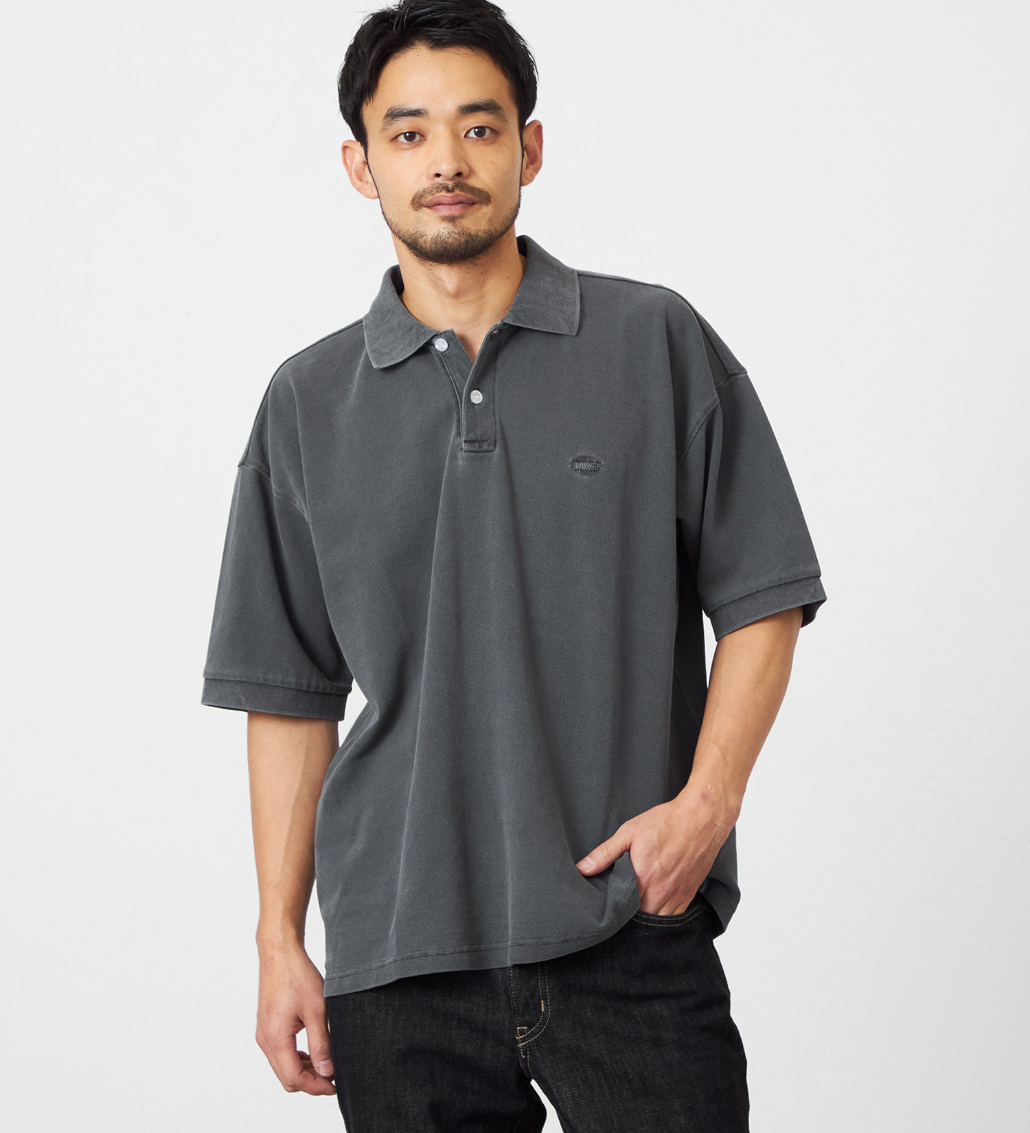 EDWIN(エドウイン)のポロシャツ ユーズド加工 半袖|トップス/ポロシャツ/メンズ|チャコールグレー
