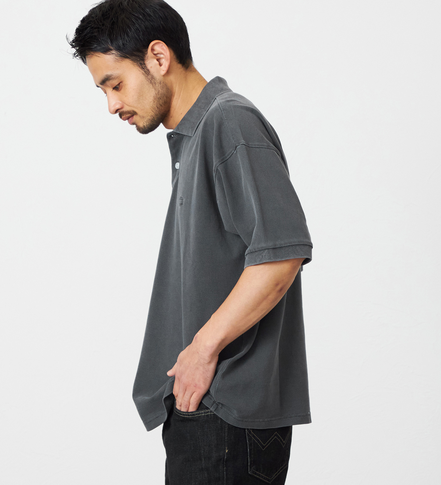 EDWIN(エドウイン)のポロシャツ ユーズド加工 半袖|トップス/ポロシャツ/メンズ|チャコールグレー