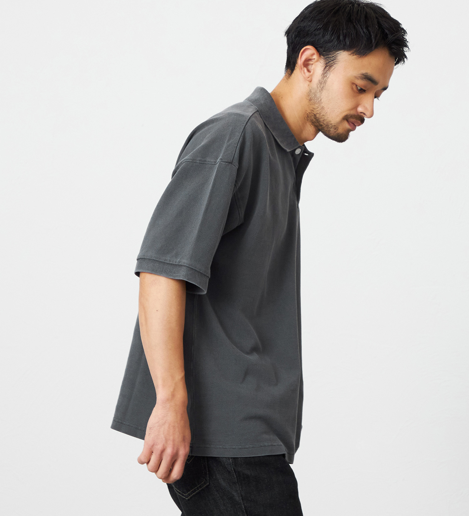 EDWIN(エドウイン)のポロシャツ ユーズド加工 半袖|トップス/ポロシャツ/メンズ|チャコールグレー