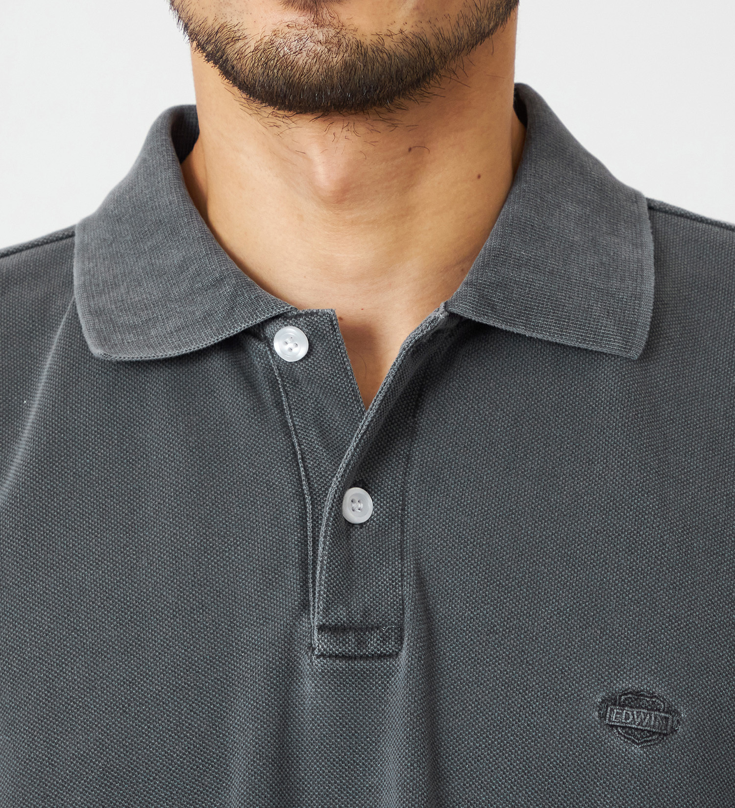 EDWIN(エドウイン)のポロシャツ ユーズド加工 半袖|トップス/ポロシャツ/メンズ|チャコールグレー