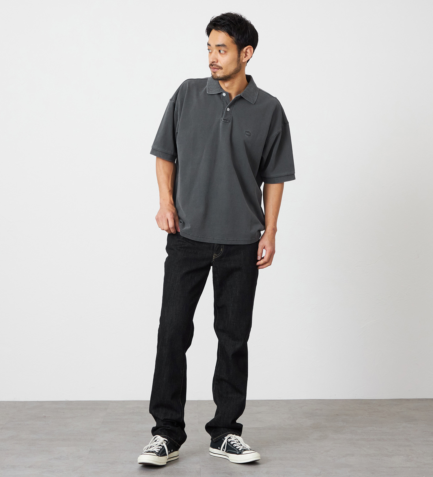 EDWIN(エドウイン)のポロシャツ ユーズド加工 半袖|トップス/ポロシャツ/メンズ|チャコールグレー