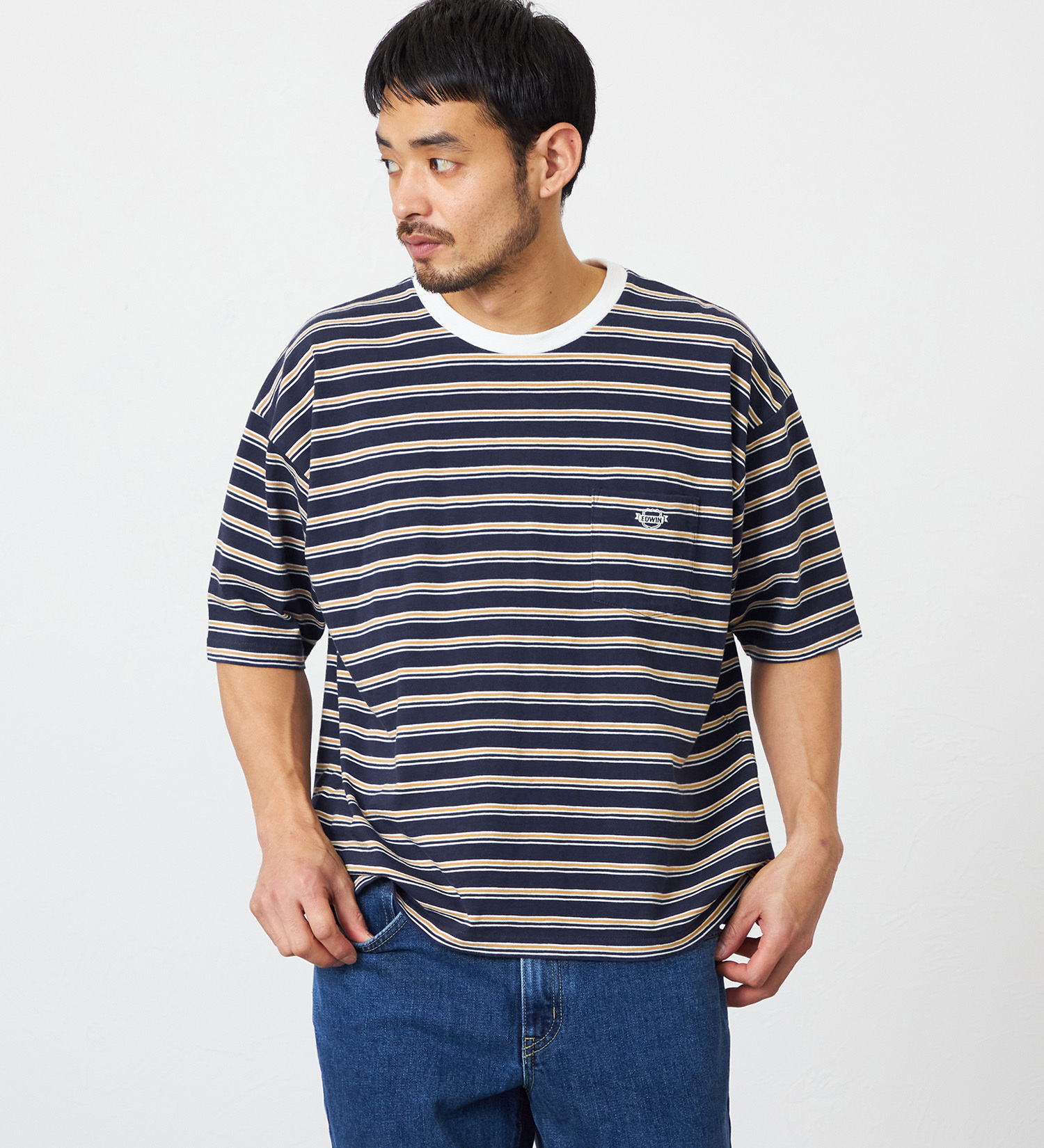 EDWIN(エドウイン)のボーダーTシャツ 半袖|トップス/Tシャツ/カットソー/メンズ|ネイビー