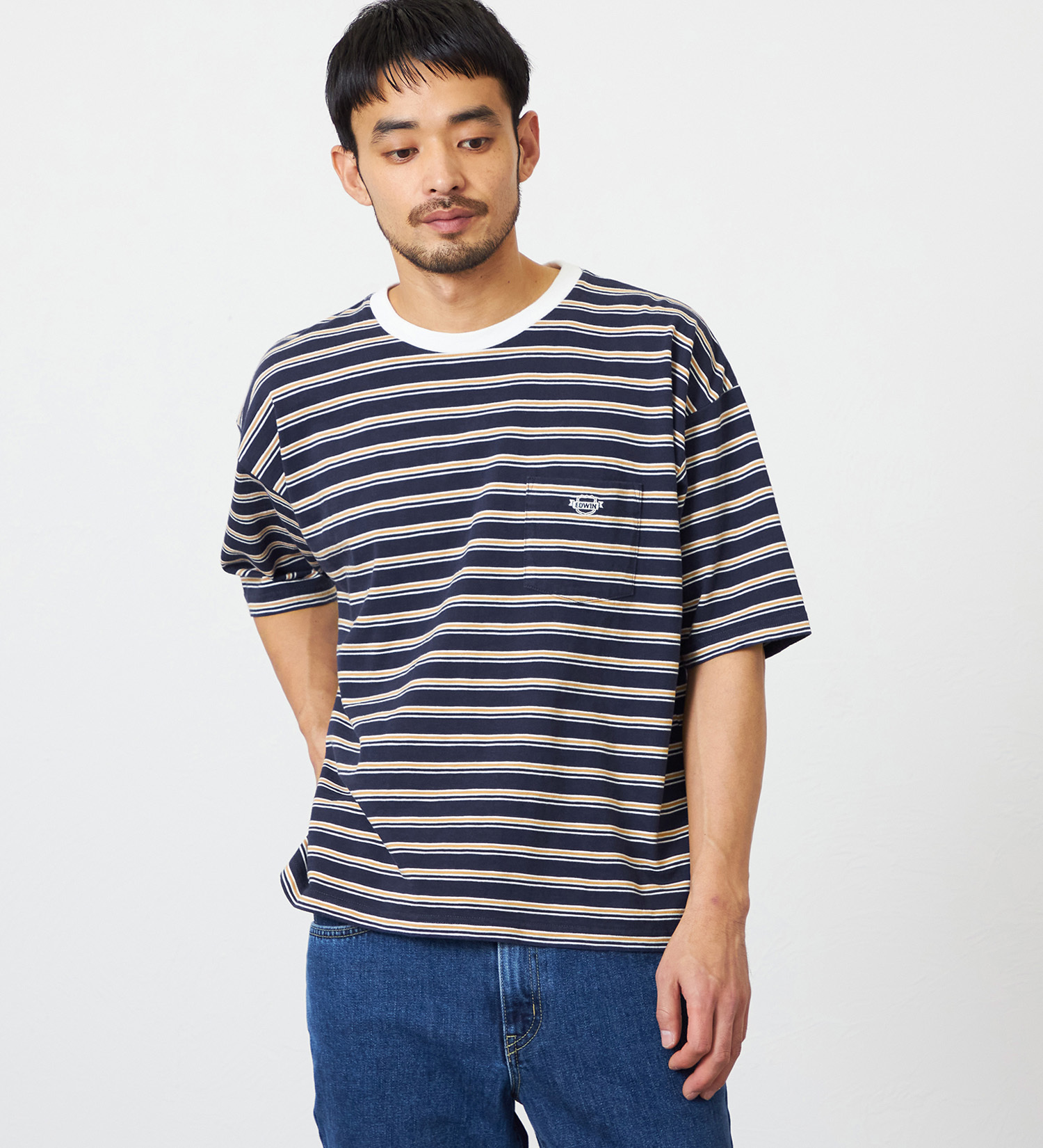 EDWIN(エドウイン)のボーダーTシャツ 半袖|トップス/Tシャツ/カットソー/メンズ|ネイビー