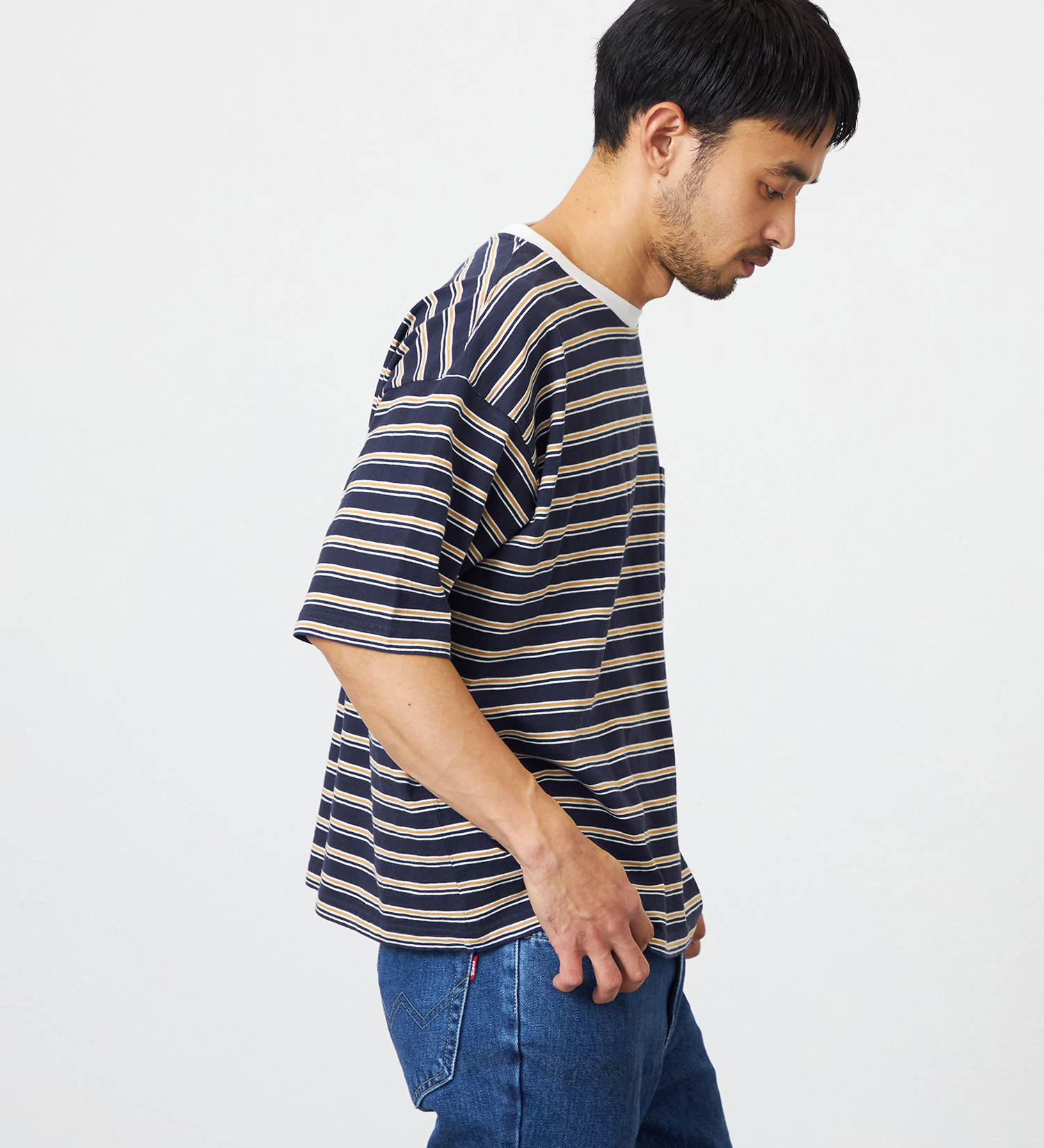 EDWIN(エドウイン)のボーダーTシャツ 半袖|トップス/Tシャツ/カットソー/メンズ|ネイビー