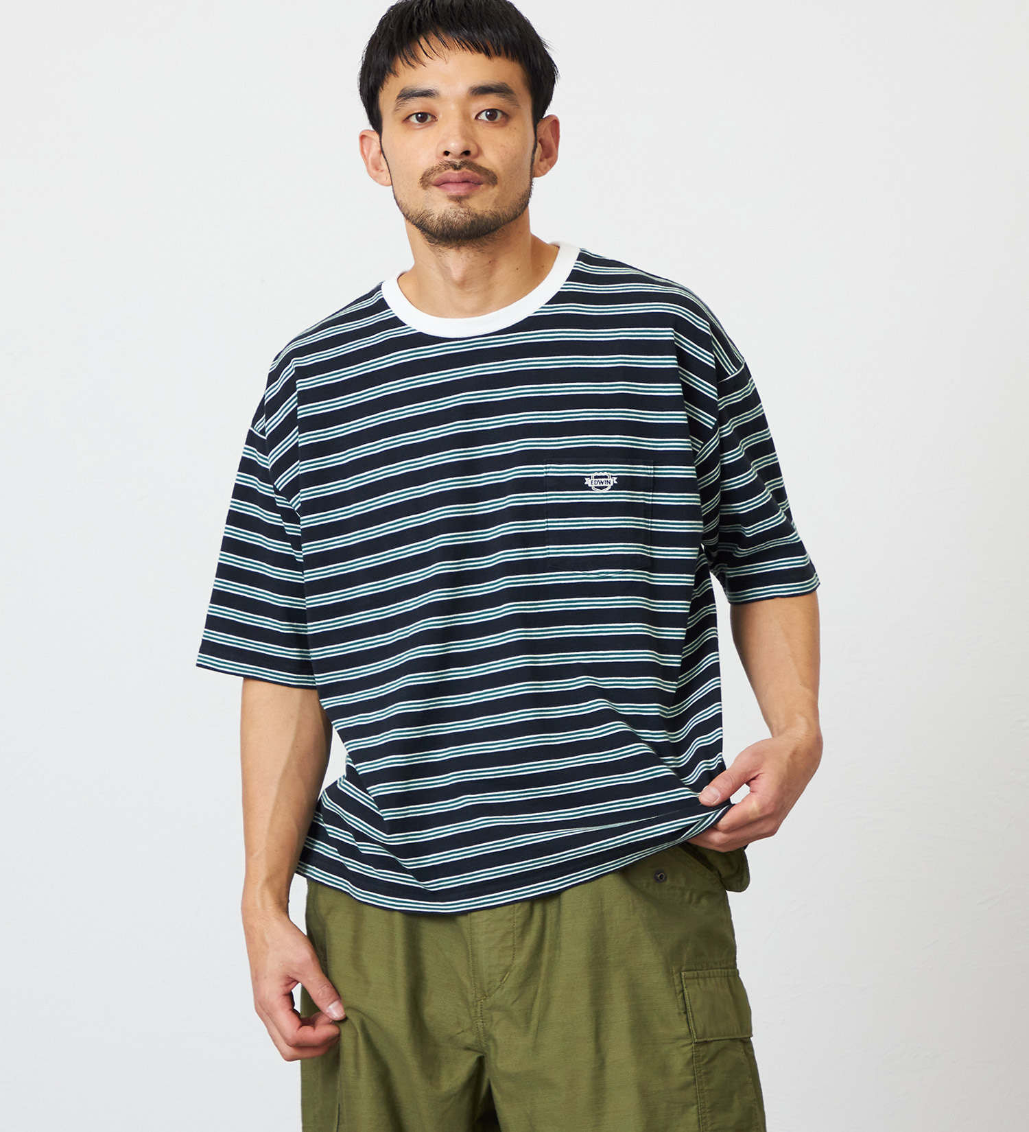 EDWIN(エドウイン)のボーダーTシャツ 半袖|トップス/Tシャツ/カットソー/メンズ|ブラック