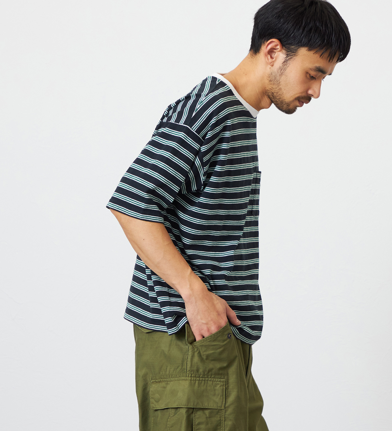 EDWIN(エドウイン)のボーダーTシャツ 半袖|トップス/Tシャツ/カットソー/メンズ|ブラック