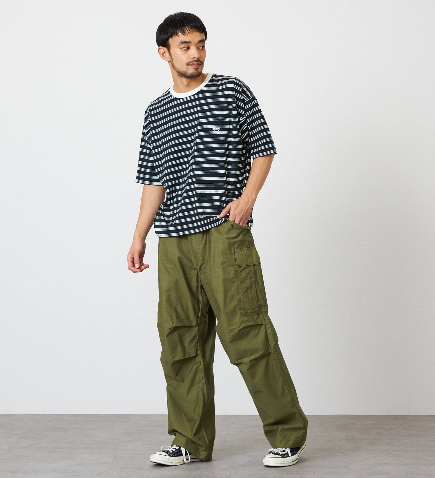 EDWIN(エドウイン)のボーダーTシャツ 半袖|トップス/Tシャツ/カットソー/メンズ|ブラック