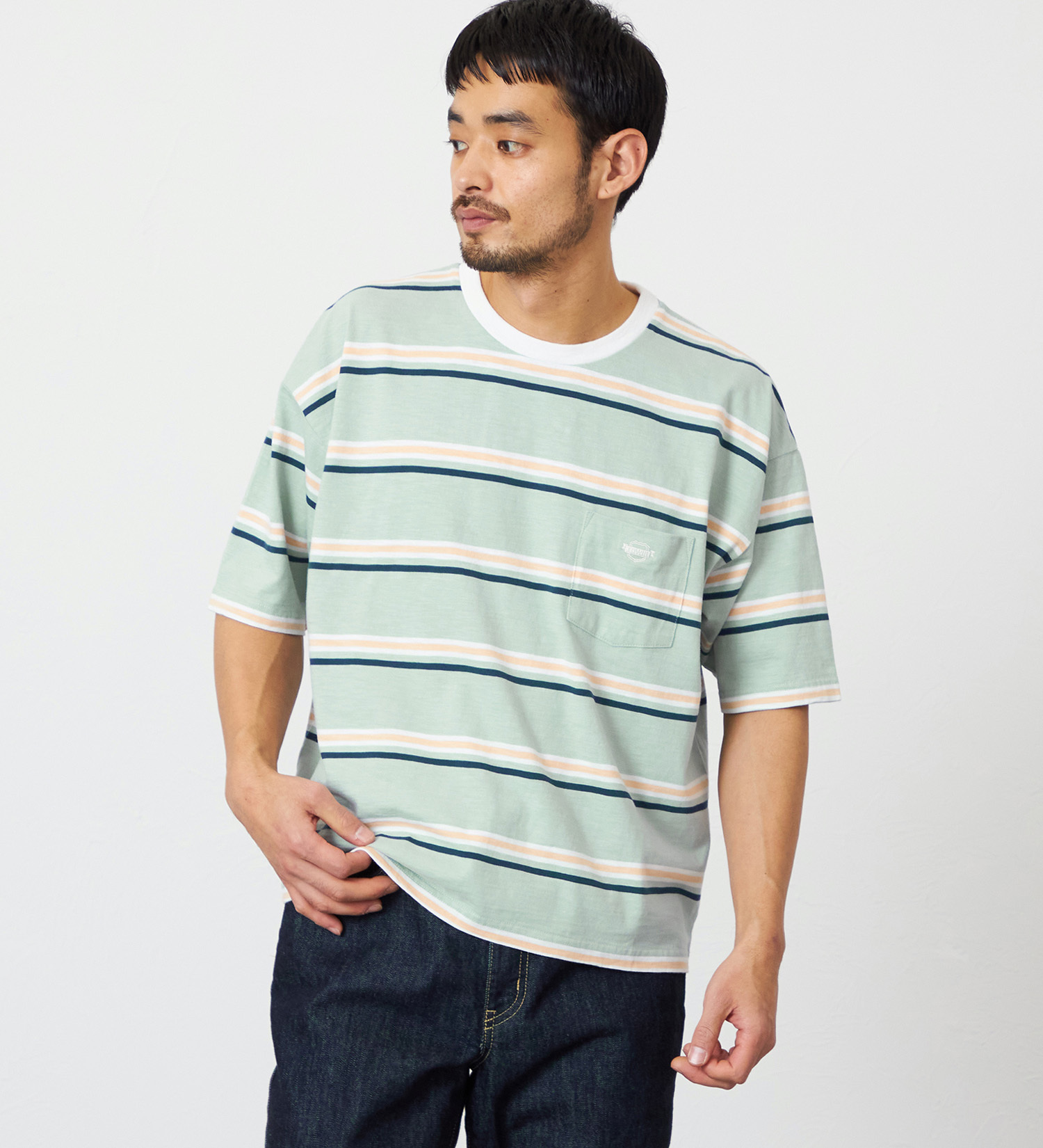 EDWIN(エドウイン)のボーダーTシャツ 半袖|トップス/Tシャツ/カットソー/メンズ|グレー