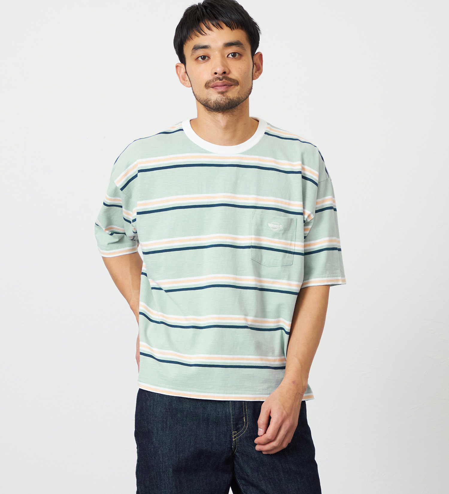 EDWIN(エドウイン)のボーダーTシャツ 半袖|トップス/Tシャツ/カットソー/メンズ|グレー