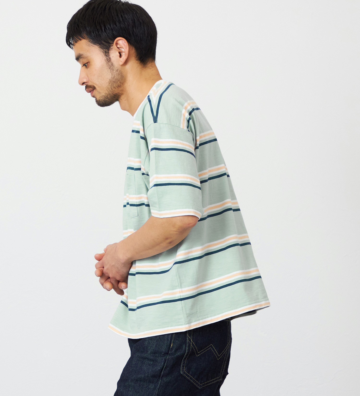 EDWIN(エドウイン)のボーダーTシャツ 半袖|トップス/Tシャツ/カットソー/メンズ|グレー