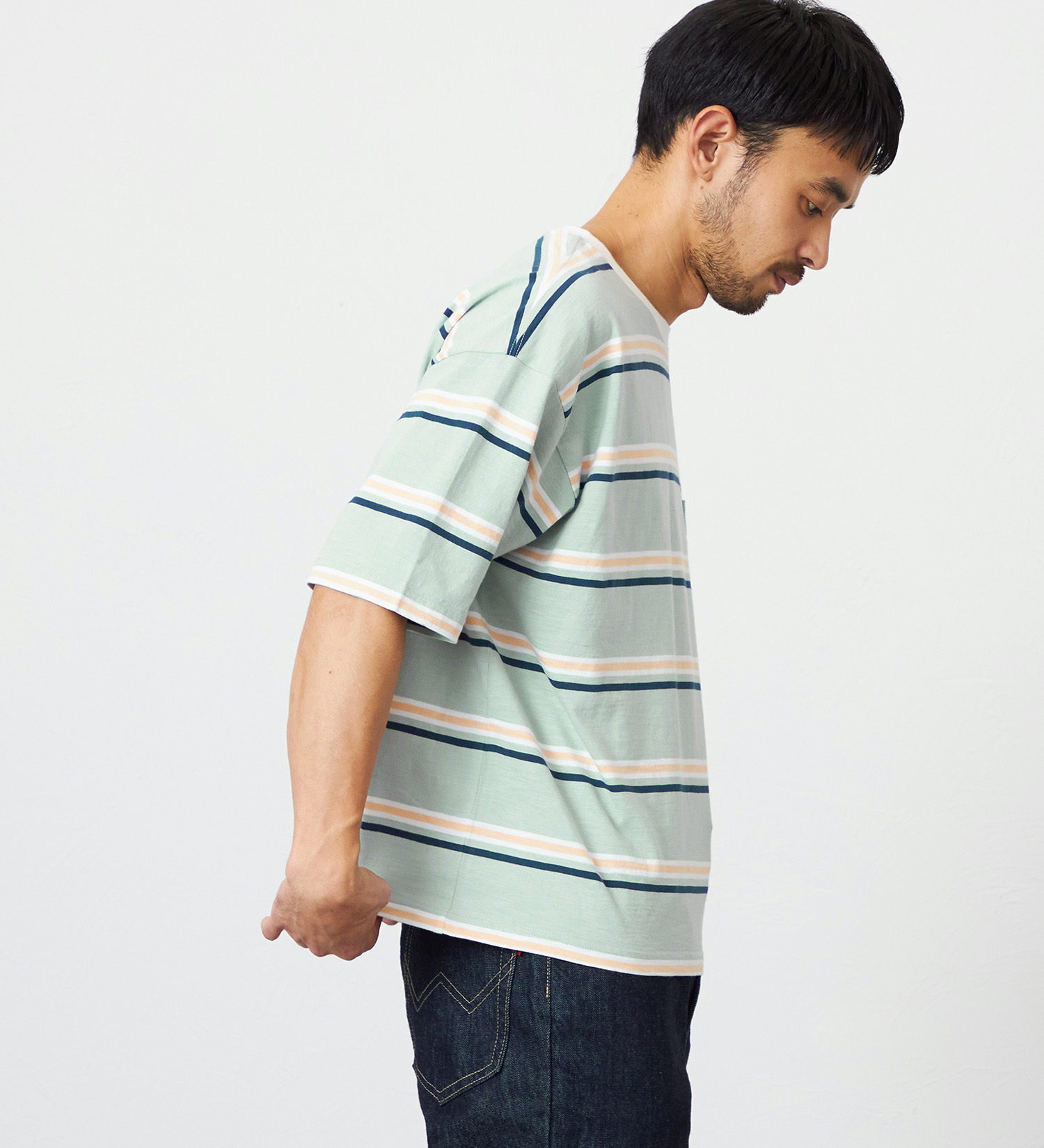 EDWIN(エドウイン)のボーダーTシャツ 半袖|トップス/Tシャツ/カットソー/メンズ|グレー