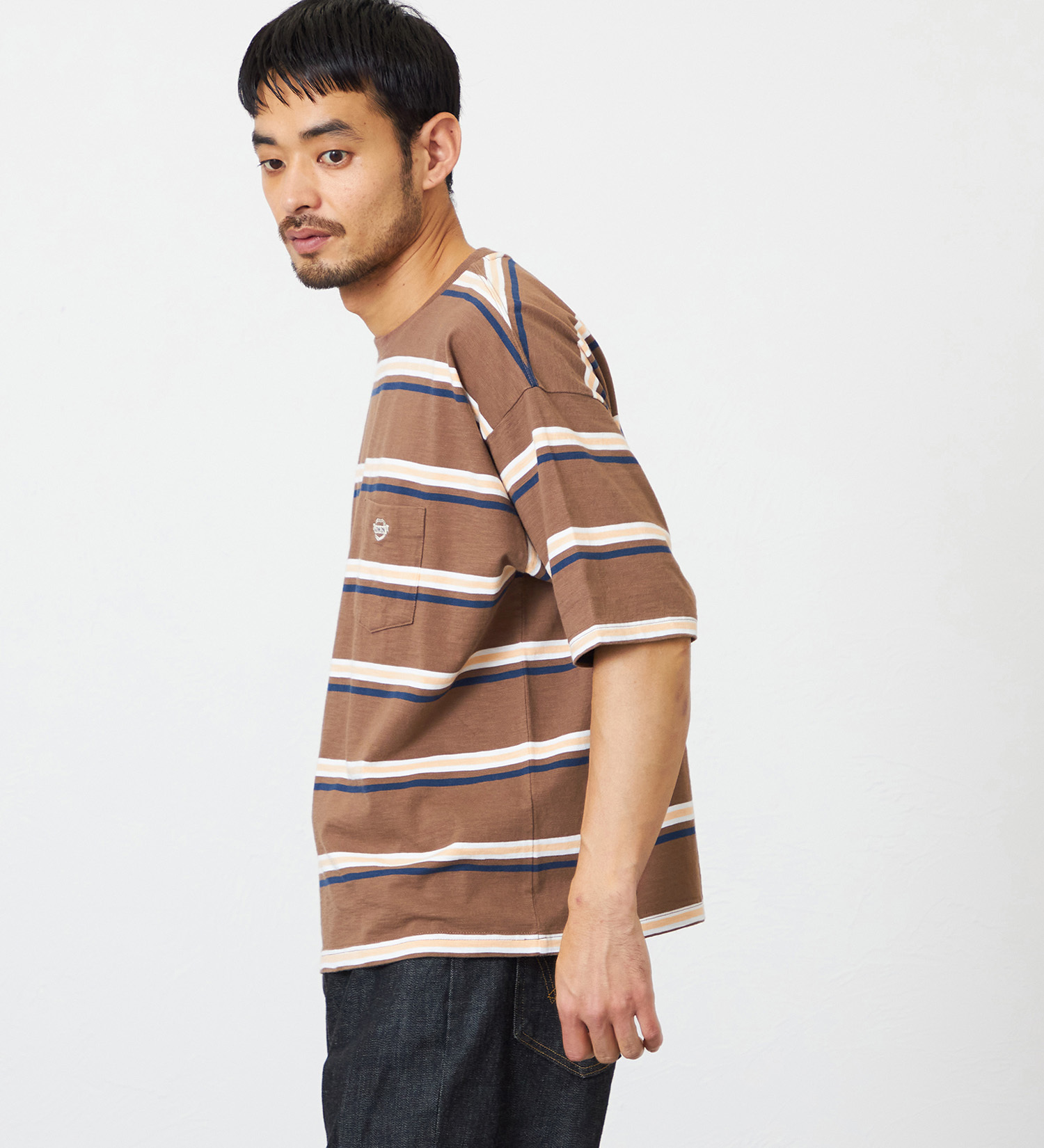 EDWIN(エドウイン)のボーダーTシャツ 半袖|トップス/Tシャツ/カットソー/メンズ|ブラウン