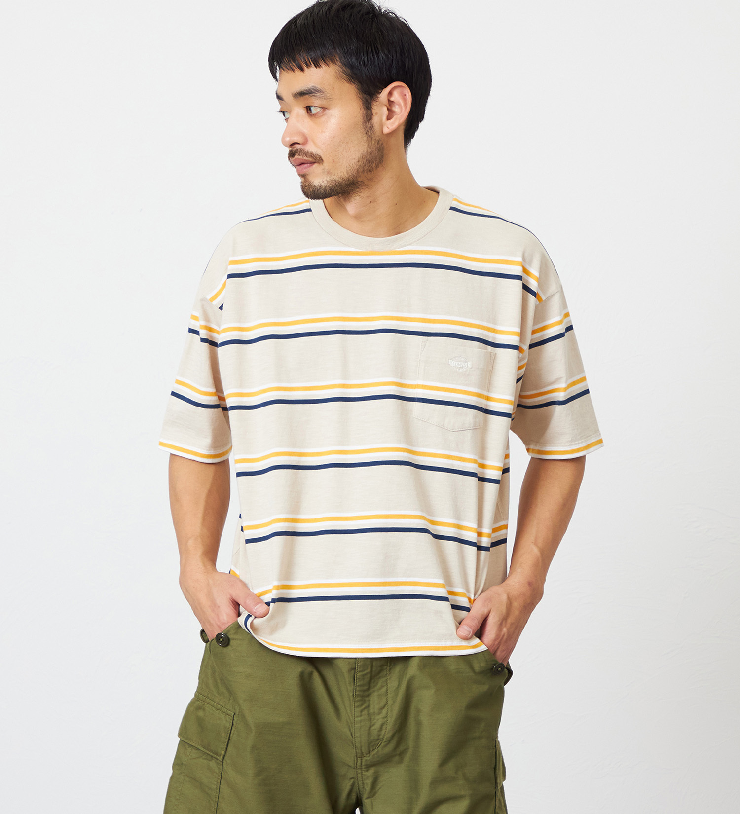 EDWIN(エドウイン)のボーダーTシャツ 半袖|トップス/Tシャツ/カットソー/メンズ|ベージュ