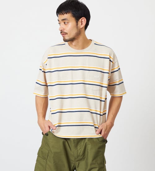 EDWIN(エドウイン)のボーダーTシャツ 半袖|トップス/Tシャツ/カットソー/メンズ|ベージュ