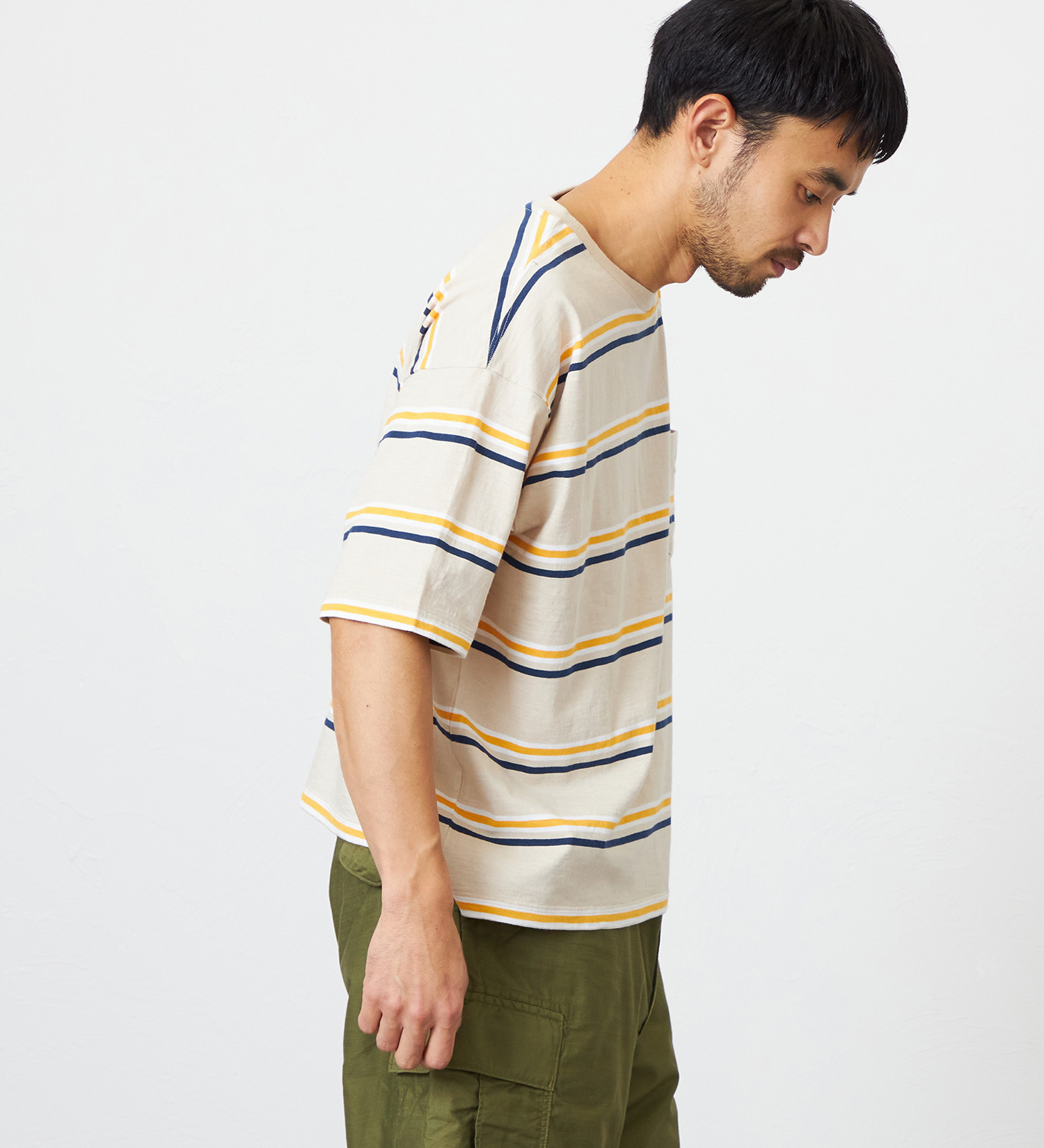 EDWIN(エドウイン)のボーダーTシャツ 半袖|トップス/Tシャツ/カットソー/メンズ|ベージュ