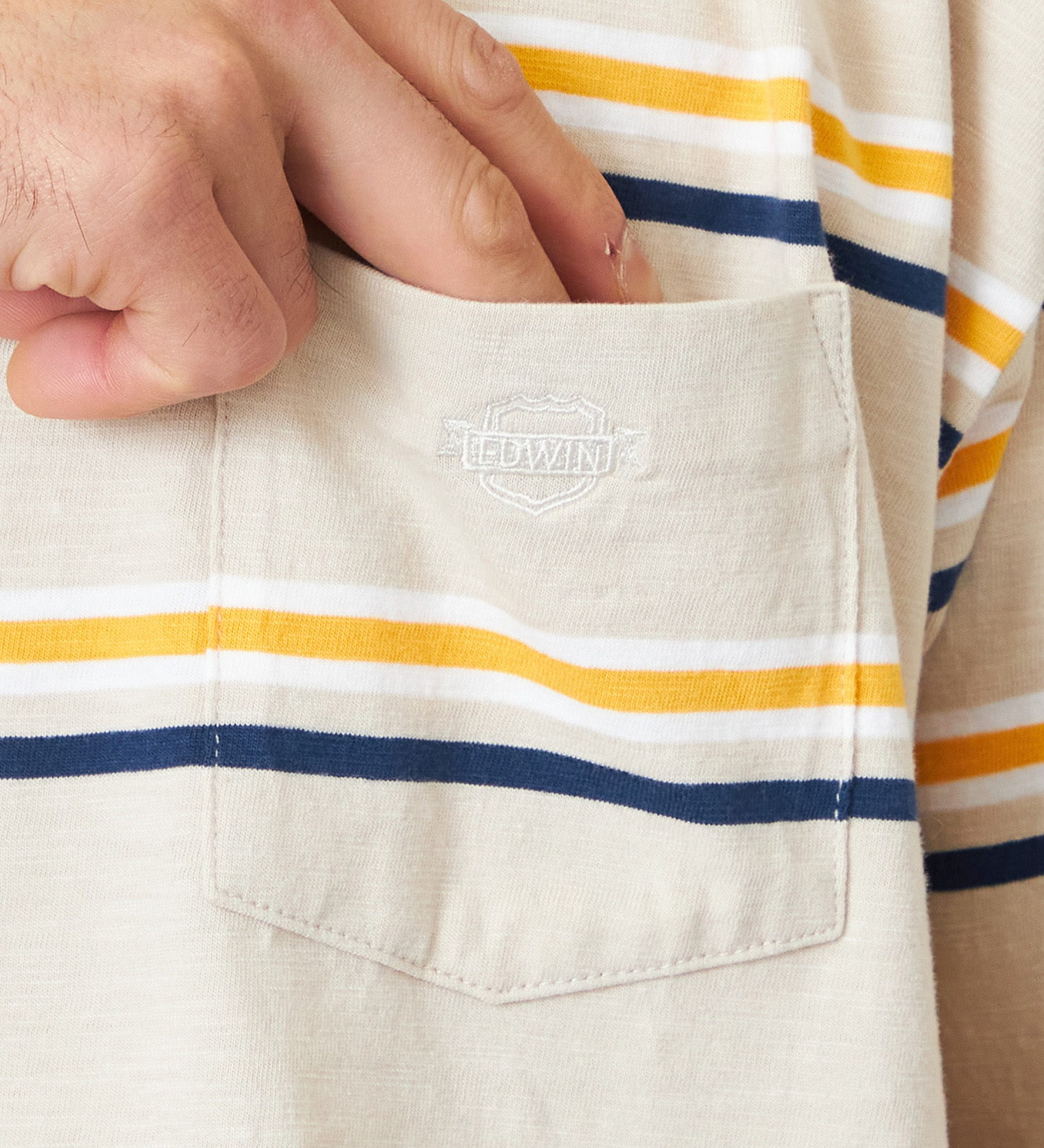 EDWIN(エドウイン)のボーダーTシャツ 半袖|トップス/Tシャツ/カットソー/メンズ|ベージュ