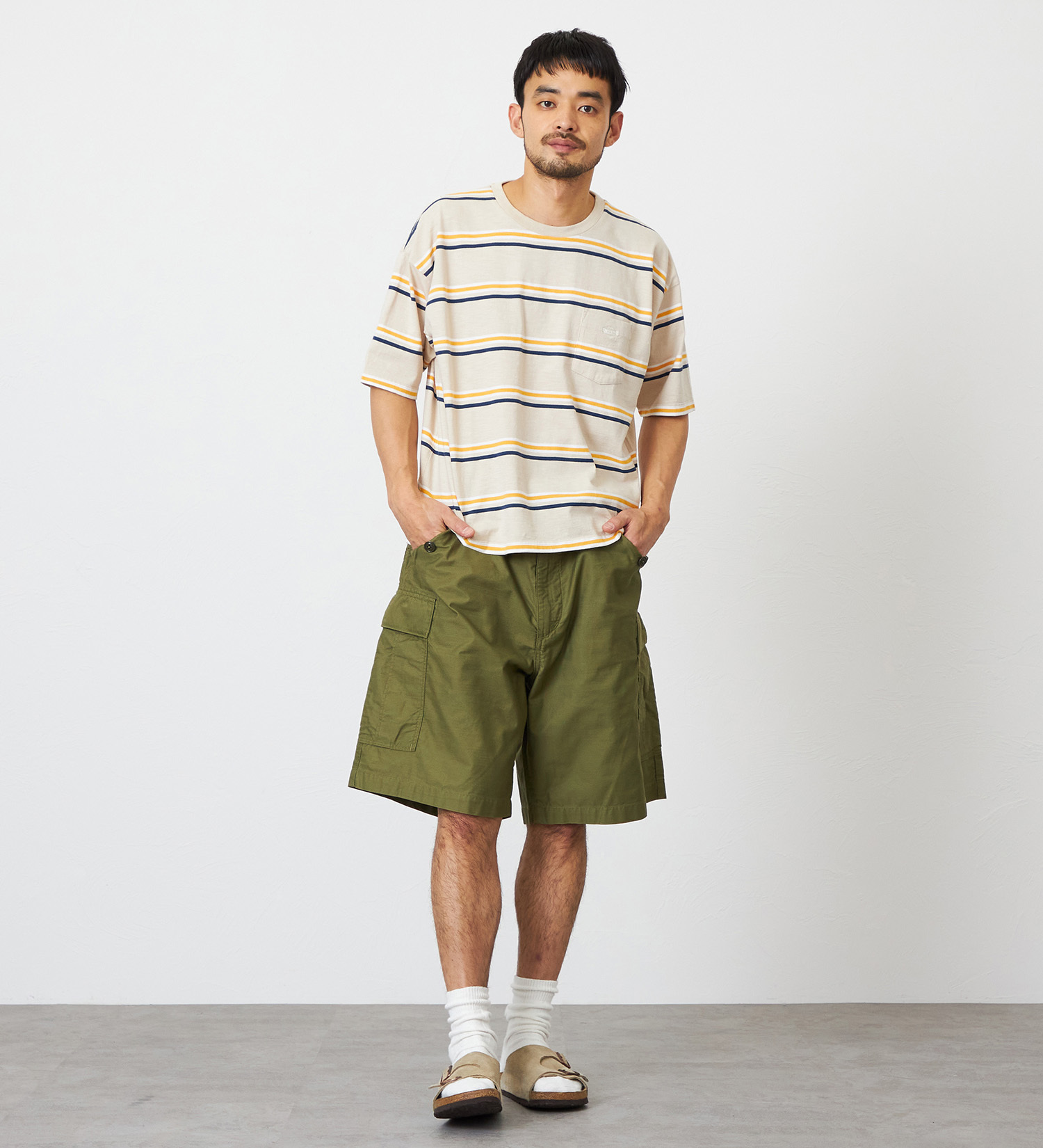 EDWIN(エドウイン)のボーダーTシャツ 半袖|トップス/Tシャツ/カットソー/メンズ|ベージュ