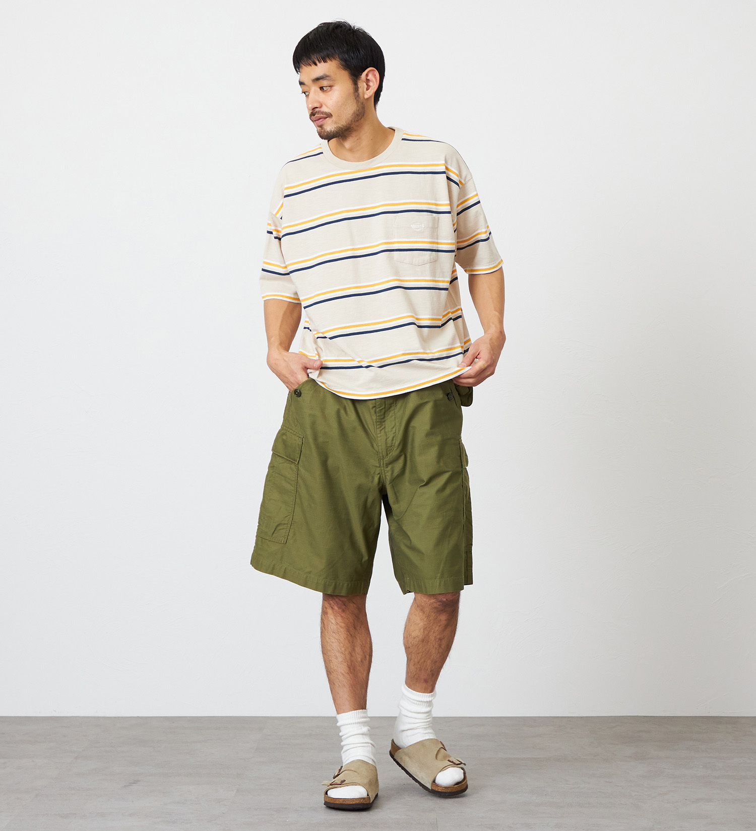 EDWIN(エドウイン)のボーダーTシャツ 半袖|トップス/Tシャツ/カットソー/メンズ|ベージュ