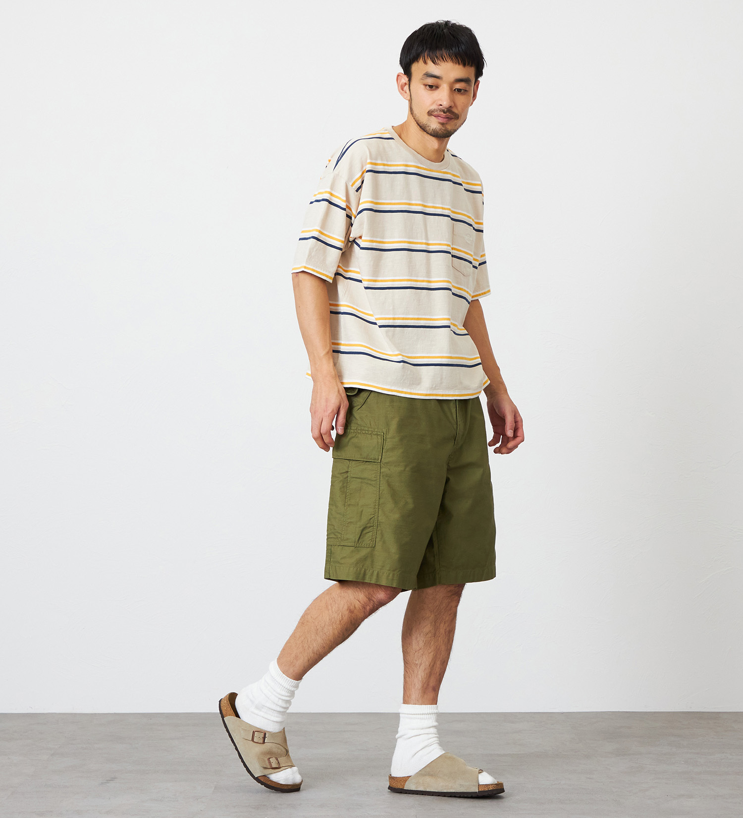 EDWIN(エドウイン)のボーダーTシャツ 半袖|トップス/Tシャツ/カットソー/メンズ|ベージュ