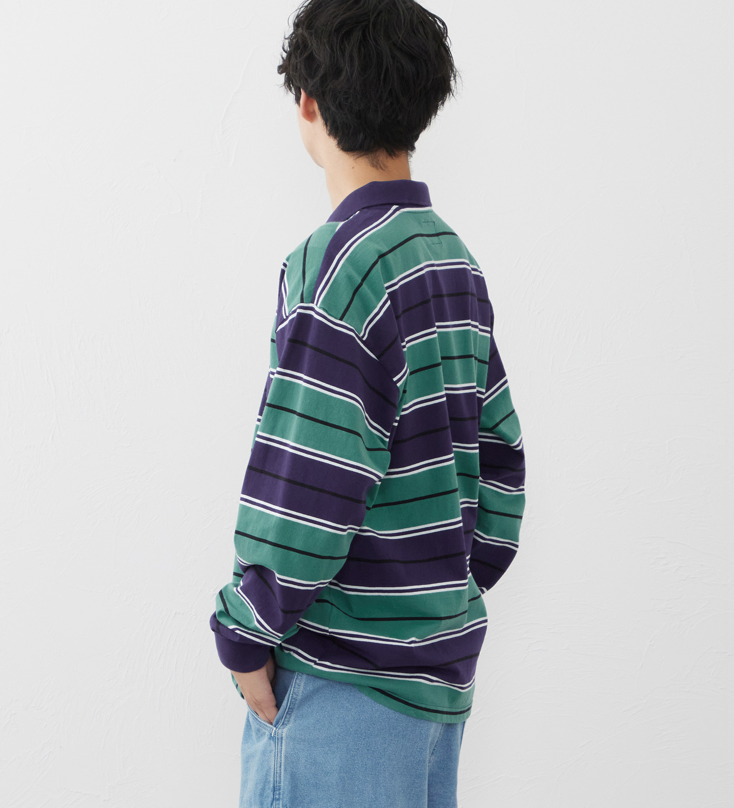 EDWIN(エドウイン)の長袖バギーボーダーポロシャツ|トップス/ポロシャツ/メンズ|ネイビー