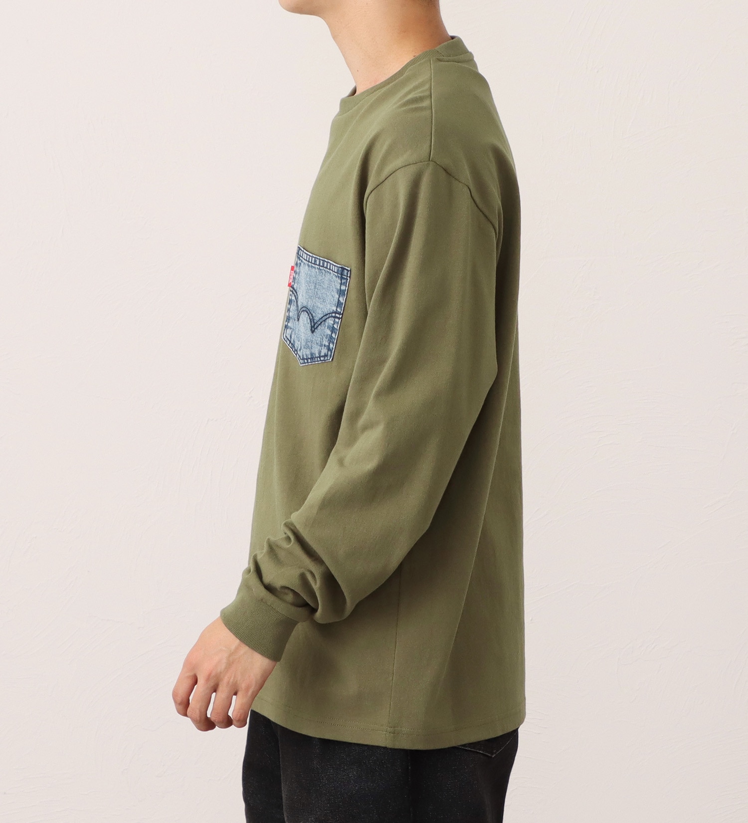 EDWIN(エドウイン)の長袖デニムポケットTシャツ|トップス/Tシャツ/カットソー/メンズ|オリーブ