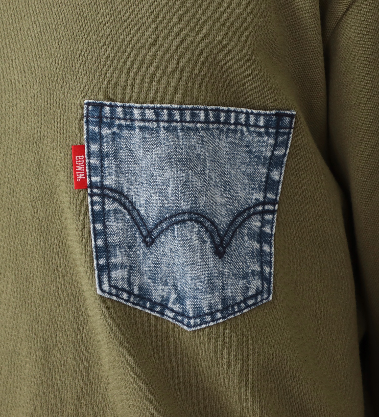 EDWIN(エドウイン)の長袖デニムポケットTシャツ|トップス/Tシャツ/カットソー/メンズ|オリーブ