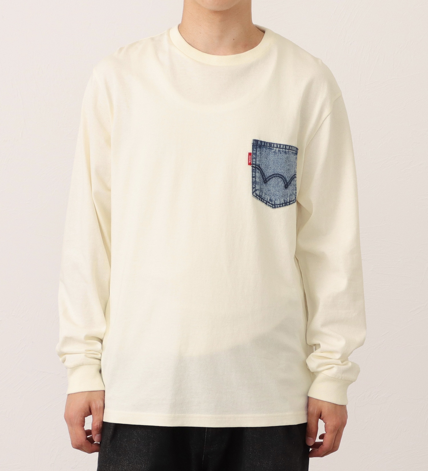 EDWIN(エドウイン)の長袖デニムポケットTシャツ|トップス/Tシャツ/カットソー/メンズ|アイボリー