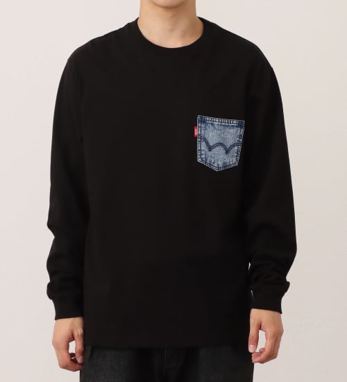 EDWIN(エドウイン)の長袖デニムポケットTシャツ|トップス/Tシャツ/カットソー/メンズ|ブラック
