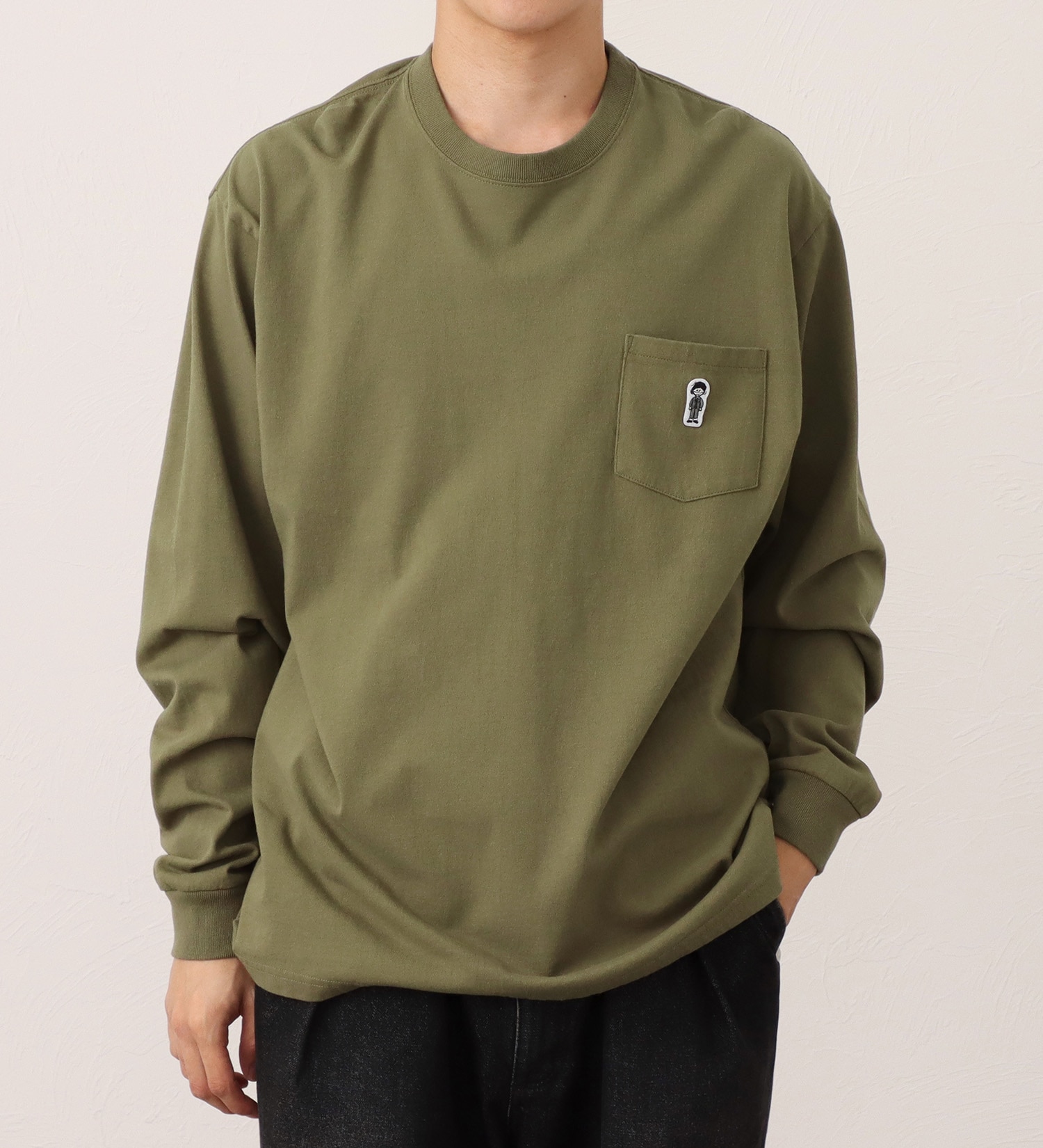 EDWIN(エドウイン)のワッペン付きポケット 長袖Tシャツ|トップス/Tシャツ/カットソー/メンズ|オリーブ