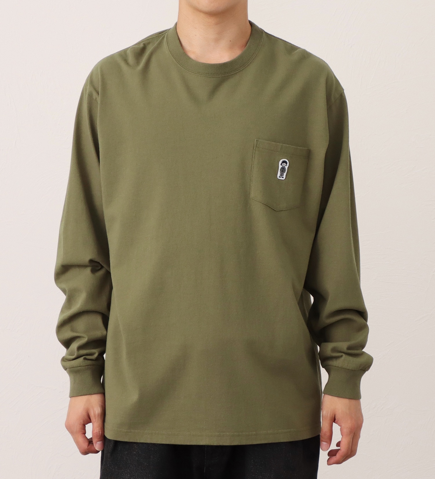 EDWIN(エドウイン)のワッペン付きポケット 長袖Tシャツ|トップス/Tシャツ/カットソー/メンズ|オリーブ