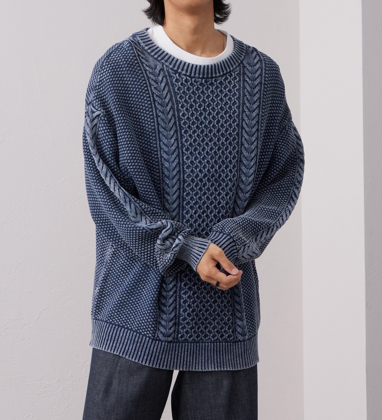 EDWIN(エドウイン)のインディゴライク クルーネックニット|トップス/ニット/セーター/メンズ|インディゴブルー